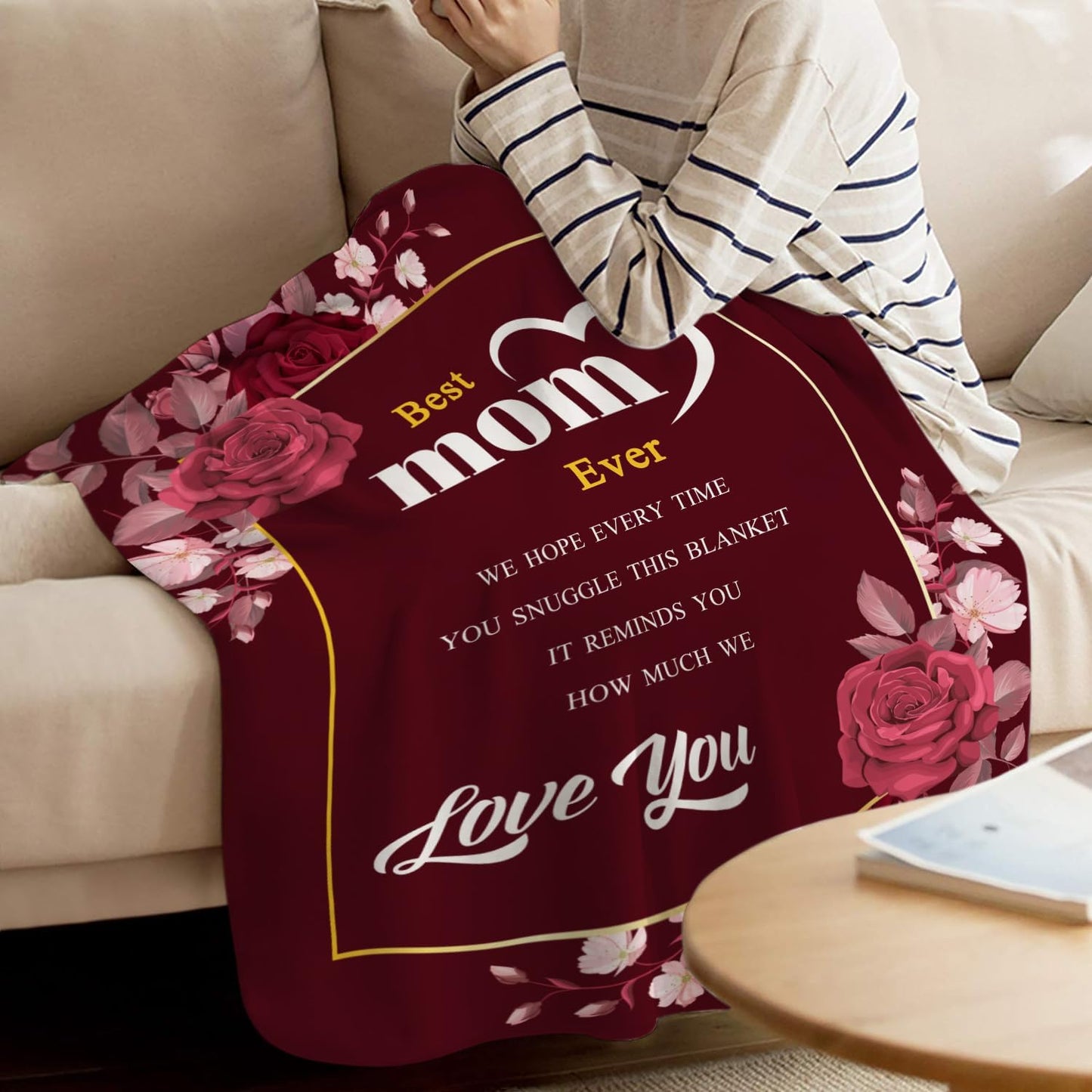 Best Mom Blanket for Mothers Day Blanket for Mom from Daughter Son Letter to Mom Blanket Mothers Day Blanket Gift for Mom Floral I Love You Mom Throw Blanket for Couch Sofa Small Szie 30x40
