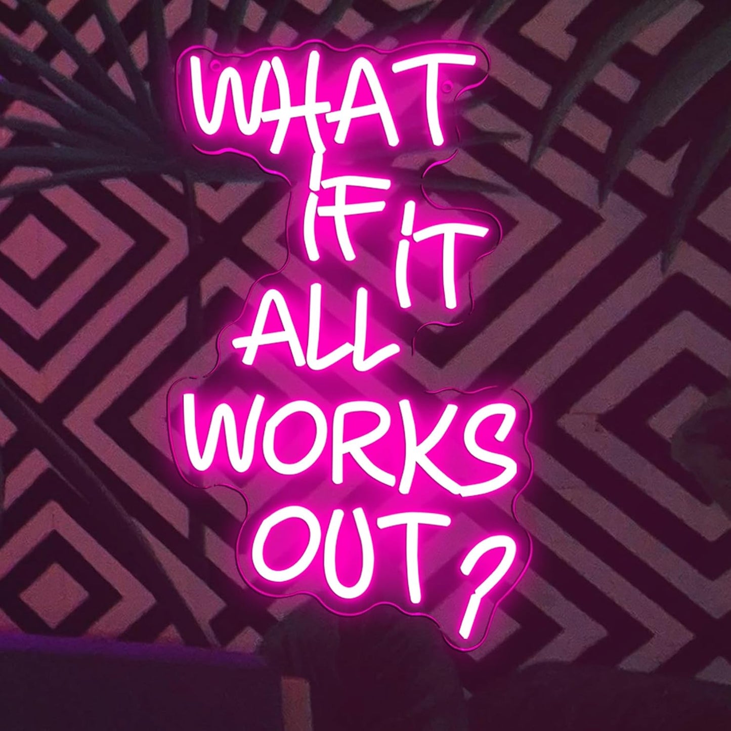 Allball What If It All Works Out Neon Sign, USB Powered Dimmable LED Dreamer Decor, For Office Bedroom Game Room Reading Room Dreamer Provide Inspiration Motivational Neon Light Wall Decor(16.1*10.8in)