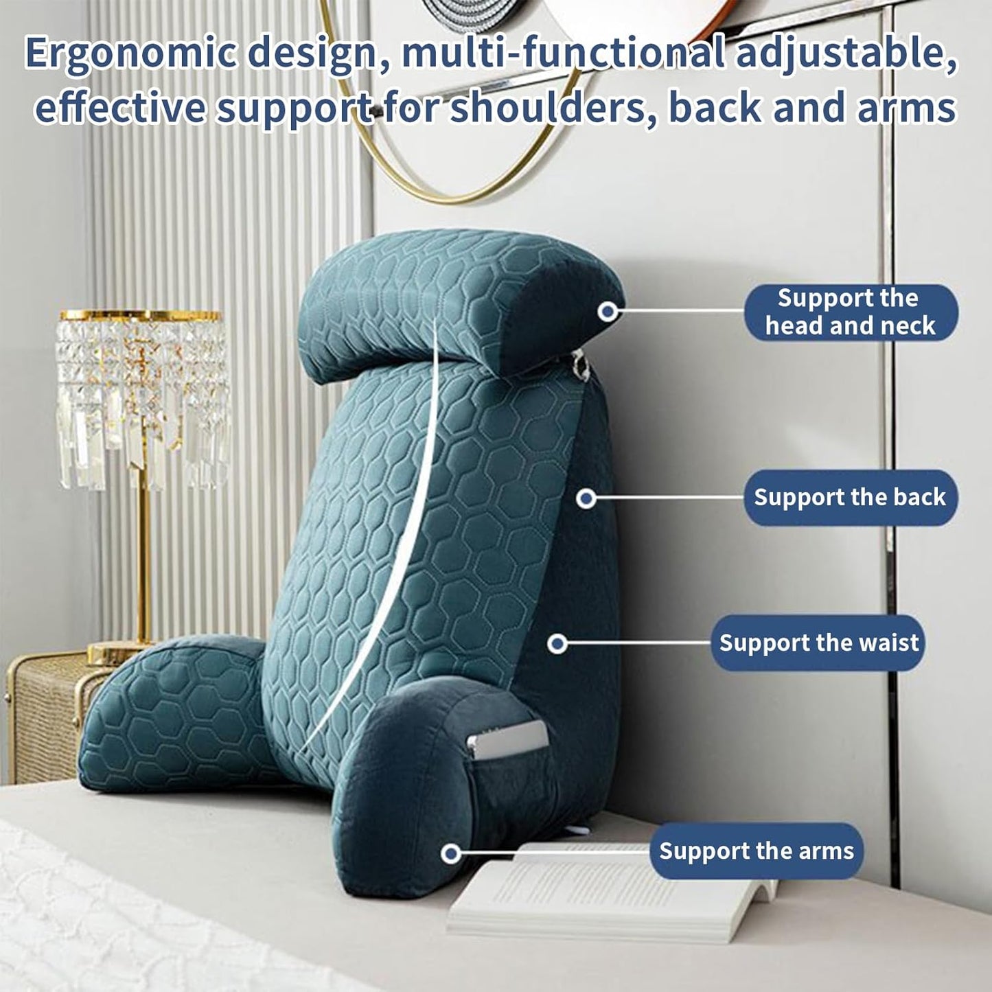 Bedside Cushion for Long Sitting,Cooling Ice Silk Lumbar Support Cushion for Office,Soft Large Sofa Backrest Reading Pillow for Adult (Purple)