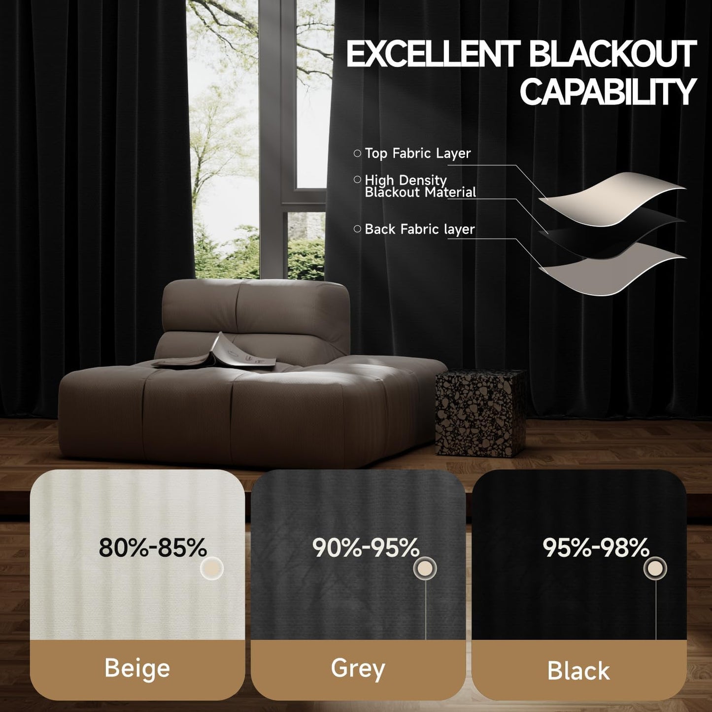 Room Divider Ceiling Curtain W/Flexible Track Sets, (100W x 96L) inch Extra Long Blackout Curtains for Bedroom Ceilling Mount Wall Divider for Room Partition, Privacy Room Divider Panel, Black Drape