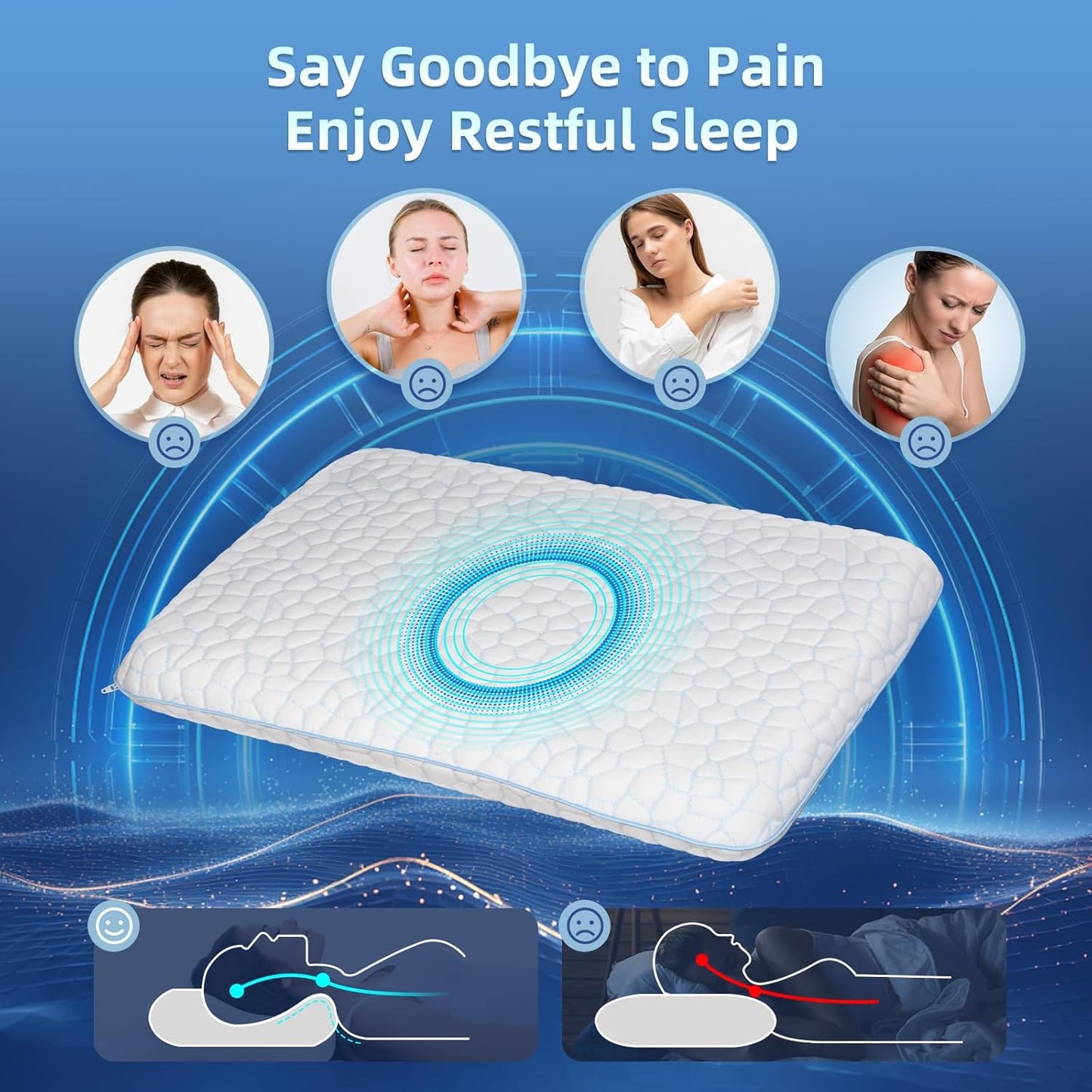 Ultra Thin Flat Pillows for Sleeping,Cooling Slim Memory Foam Pillow 2.75 in Height Ultra Thin Pillow,Low Profile Sleeper Pillows for Stomach Sleeper for Neck and Back Support Stomach Sleeping Pillow