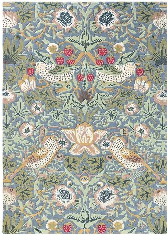 Contemporary Strawberry Wool Area Rug – Handmade Garden-Inspired Floral & Botanical Carpet | Thick, Durable Design, Perfect for Living Room & Bedroom. (10' x 8')