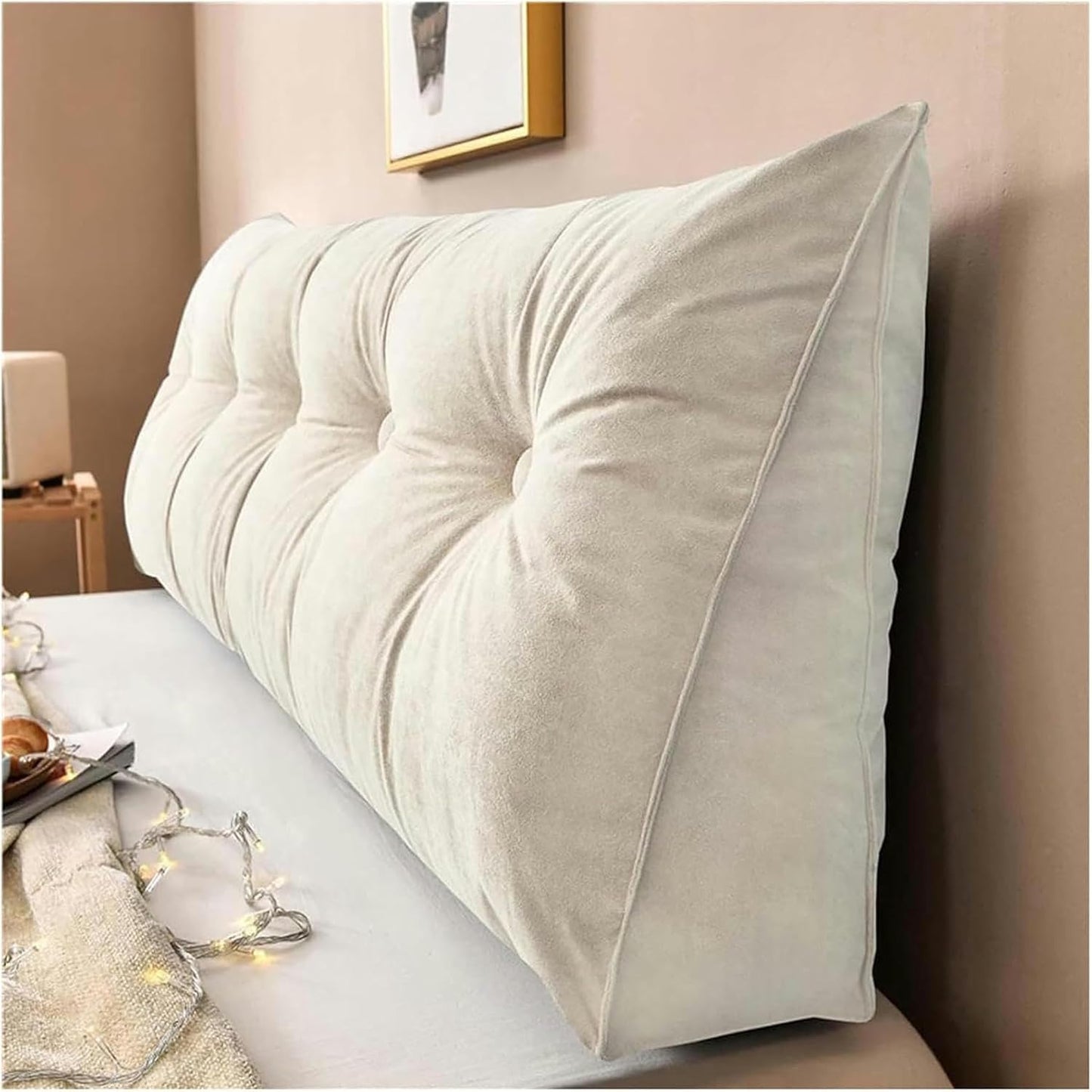 Large Wedge Pillows Headboard Triangular Rest Reading Pillow, Lumbar Support Cushion Waist Backrest, Soft Sofa Daybed Positioning Bolster with Removable Cover
