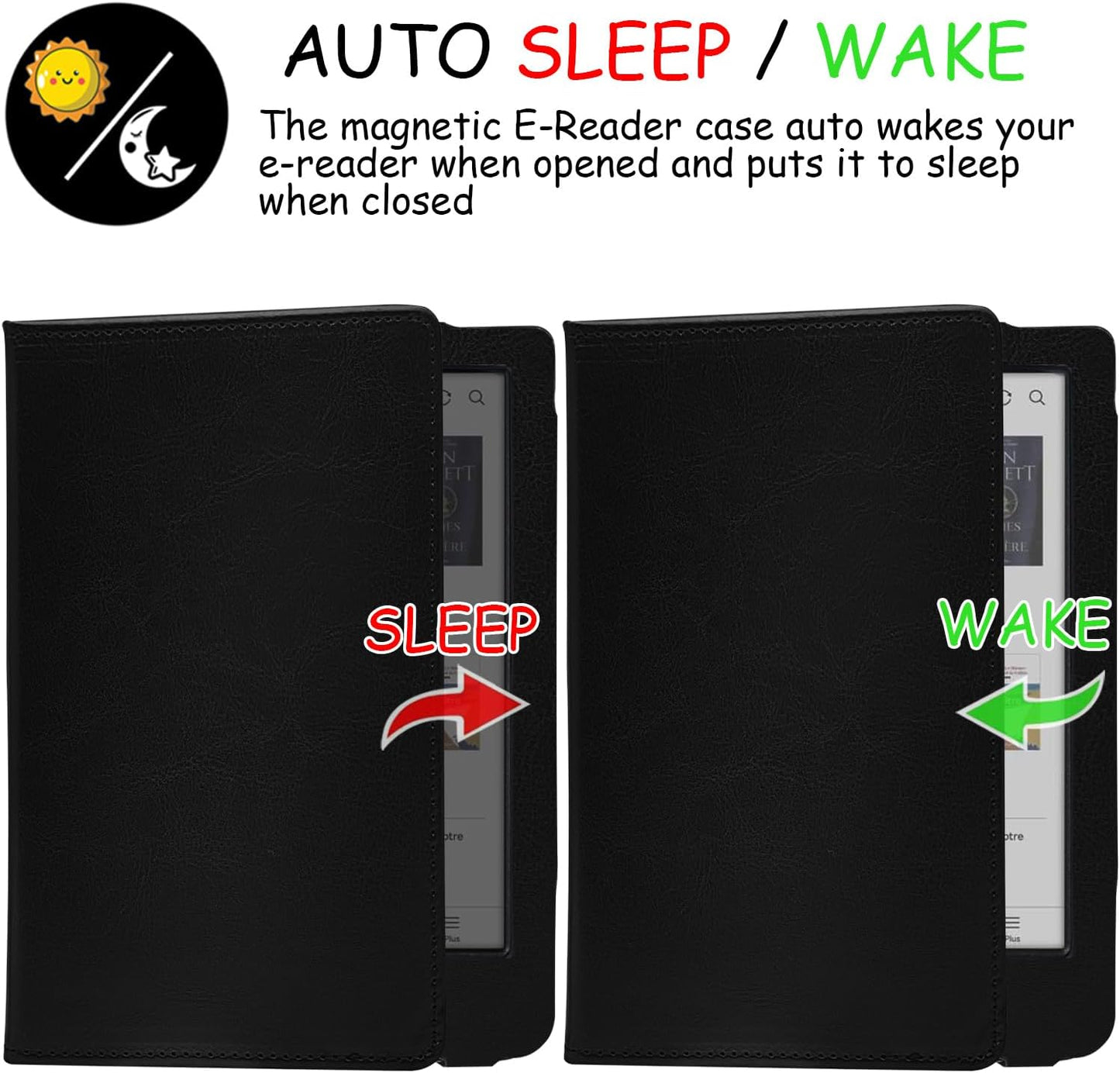 Stand Case for 6'' Kobo Clara Colour/Clara BW/Clara 2E Cover (Model N367 / N365 / N506) with Auto Sleep&Wake/Double Hand Strap/Magnetic Closure (Gentleman Black)