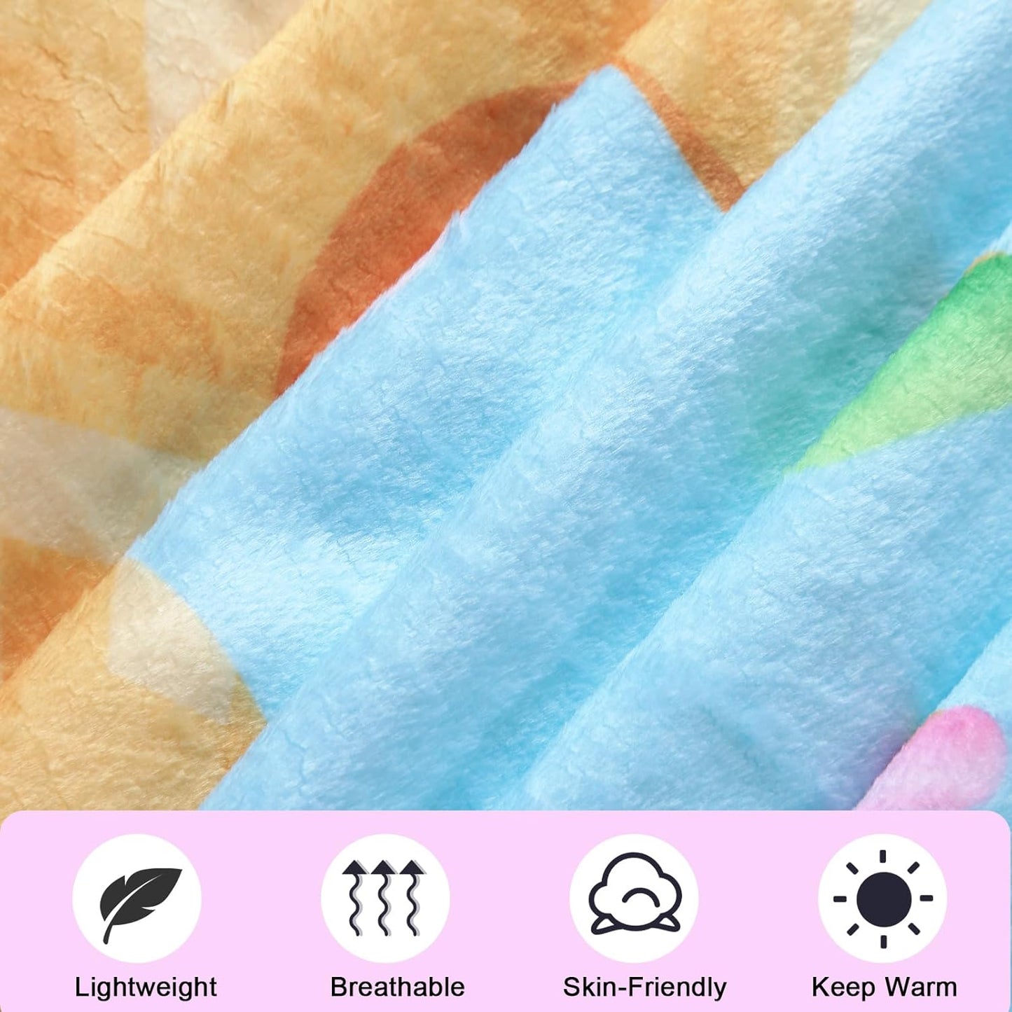 6 Pack Ice Cream Throw Blankets Cute Dessert Flannel Blanket Soft Cozy Aesthetic Throw for Couch Bed Dorm Room Decor Ice Cream Party Favors Summer Party Gifts