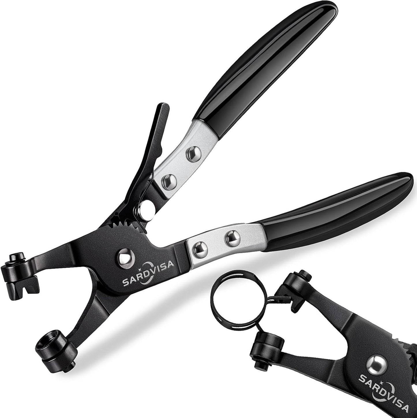 Hose Clamp Pliers, Heavy Duty Hose Clamp Tool with Locking Gear ＆ Black Non-Slip Handle, Professional Automotive Repair Tool for the Removal & Installation of Ring-Type and Spring Band Clamps