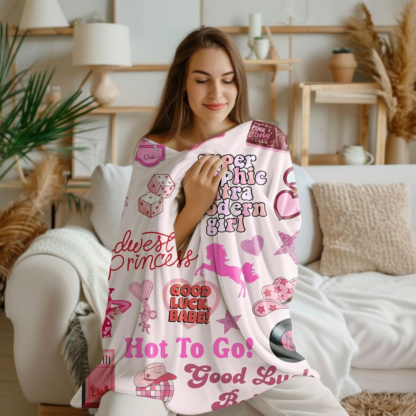 50"x 40" Pink Music Pony's Singer Throw Blanket, Chappell Gifts for Girls Fans Women, Soft Blankets All Seasons, Plush Cozy Lightweight Flannel Quilts for Bedroom Sofa Couch Living Room