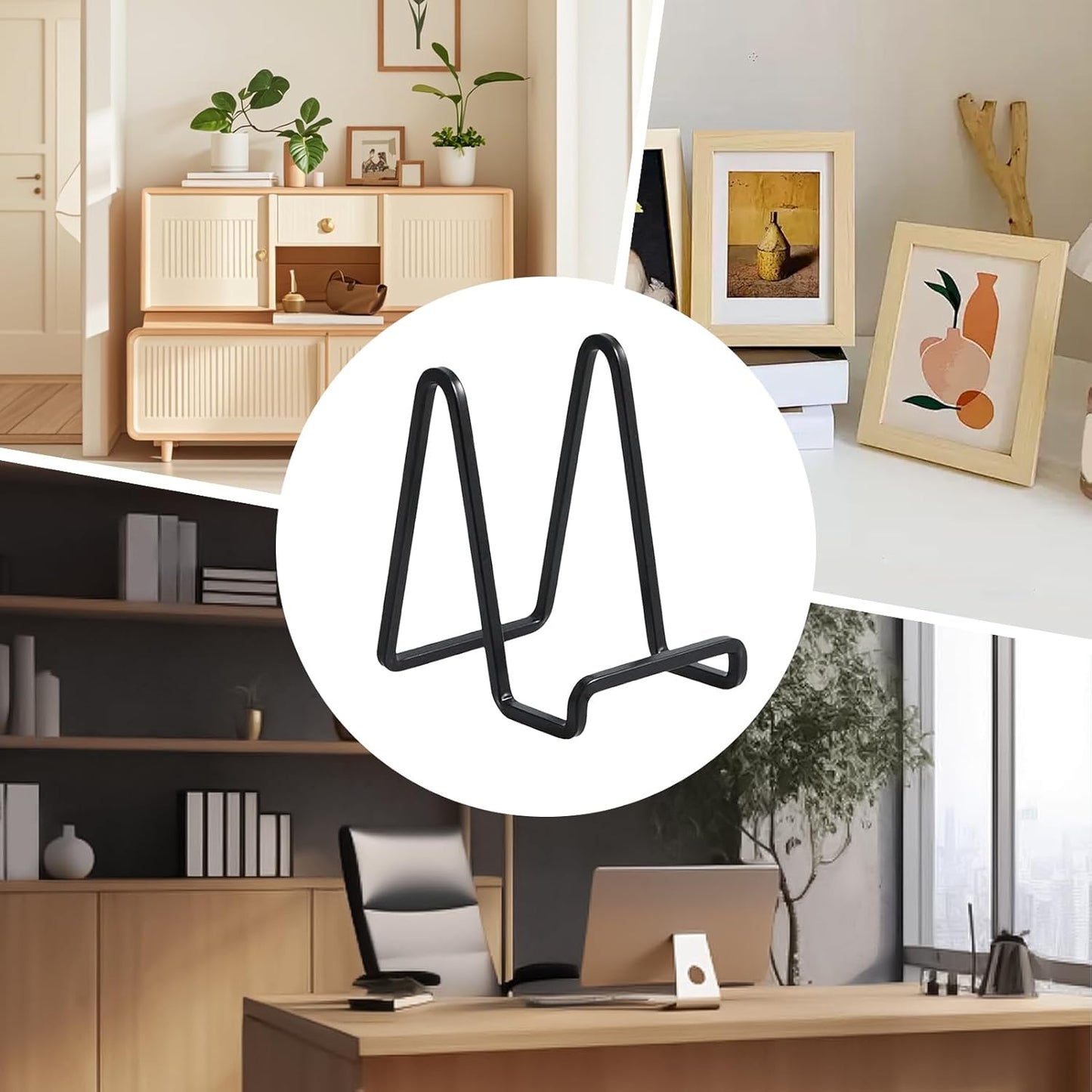 6 Inch Display Easel Stand - Small Metal Holder for Plates Artwork Frames | Tabletop Iron Rack for Books Photos Tiles Decorative Pieces Shelf Counter Home Office Display 57.09x2.95x4.53 in