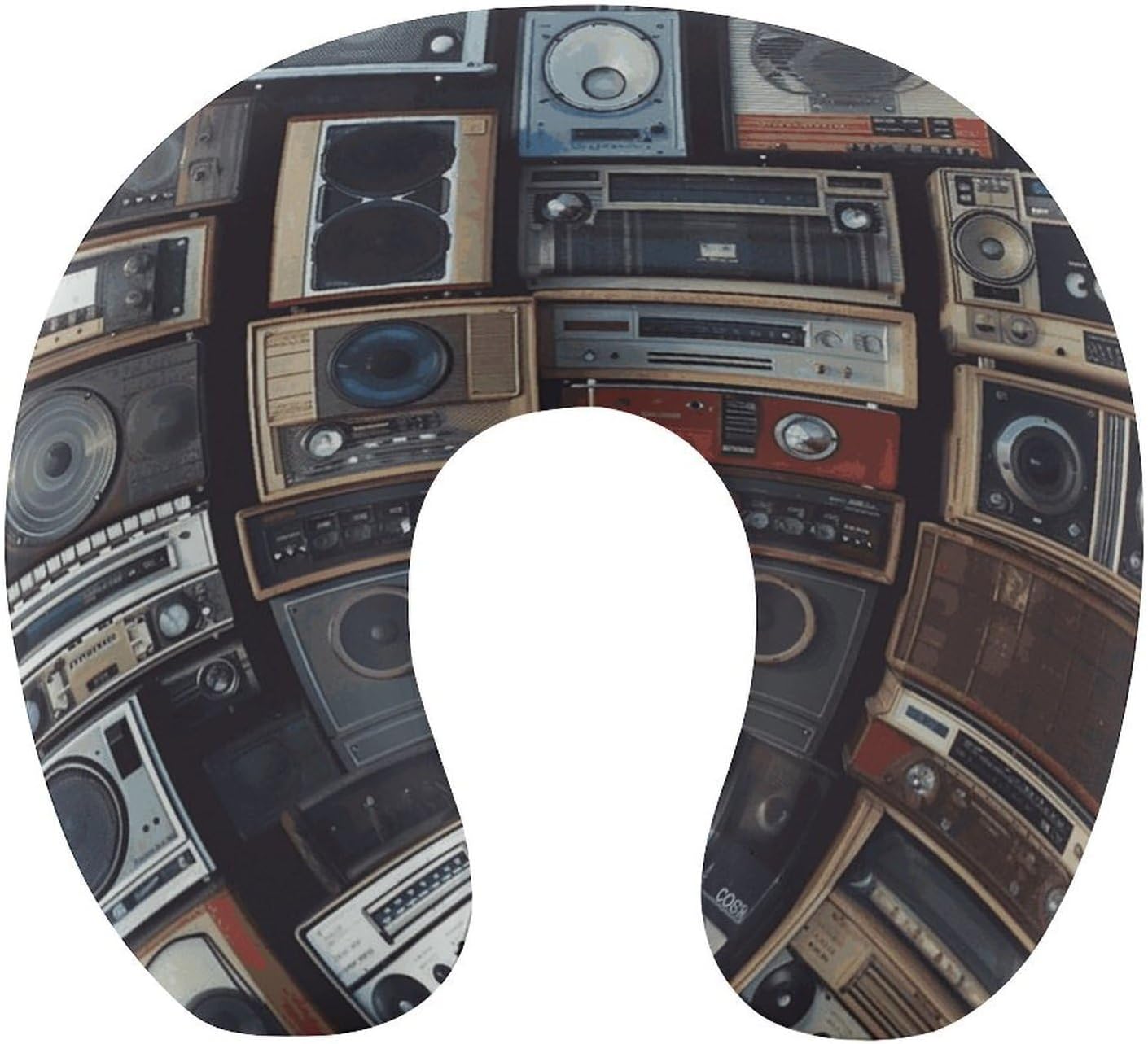 Vintage Wall of Radio Boombox Neck Pillow Memory Foam U Shaped Pillows Portable Pillows for Shoulder Travel Head Support Pillow with Concealed Zipper for Airplane Car Home Office