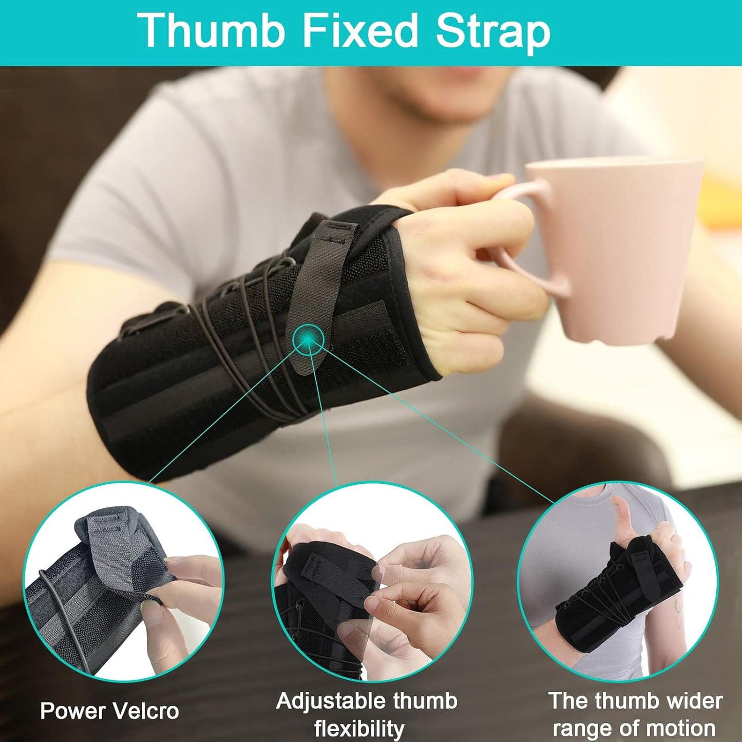 bestlife Unisex Universal Wrist Lacer Wrist Brace for Carpal Tunnel Syndrome & De Quervain’s Syndrome,Adjustable Night Wrist Support Brace with Splints Right Hand For Women & Men,Great for Wrist Pain,Sprain,Sports Injuries,Joint Instability,Arthritis,Wris