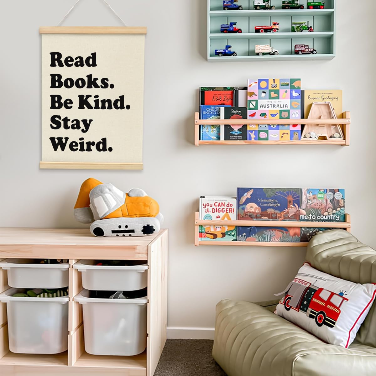 Wheatwin Reading Corner Decor for Classroom, Read Wall Art with Wooden Poster Hanger, Reading Nook Kids Room Classroom Playroom Wall Decor, 12x16 Inch