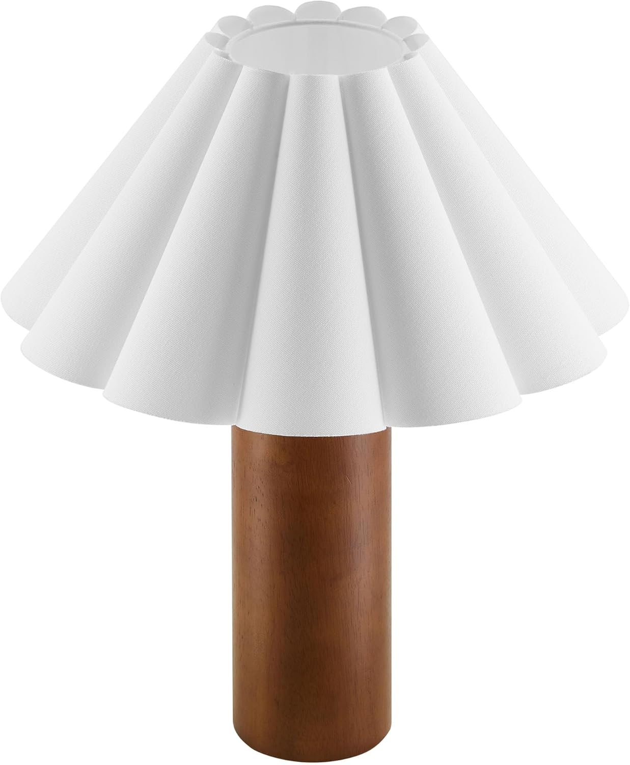 Modway Flora Table Lamp with Pleated Petal Lampshade in Walnut