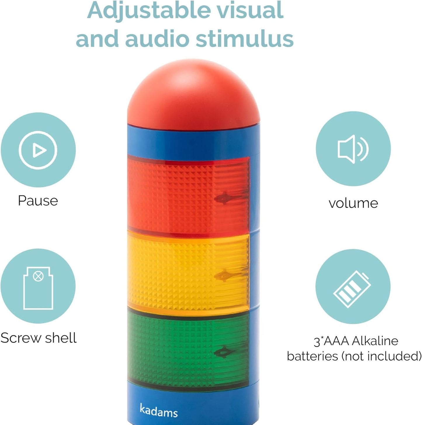 KADAMS Visual Timer for Kids with Audio Pre-Alarm - Traffic Light Alarm for Kids Toddler Teachers Classroom Home Time Management Tool 24hr Countdown Pause Memory Function