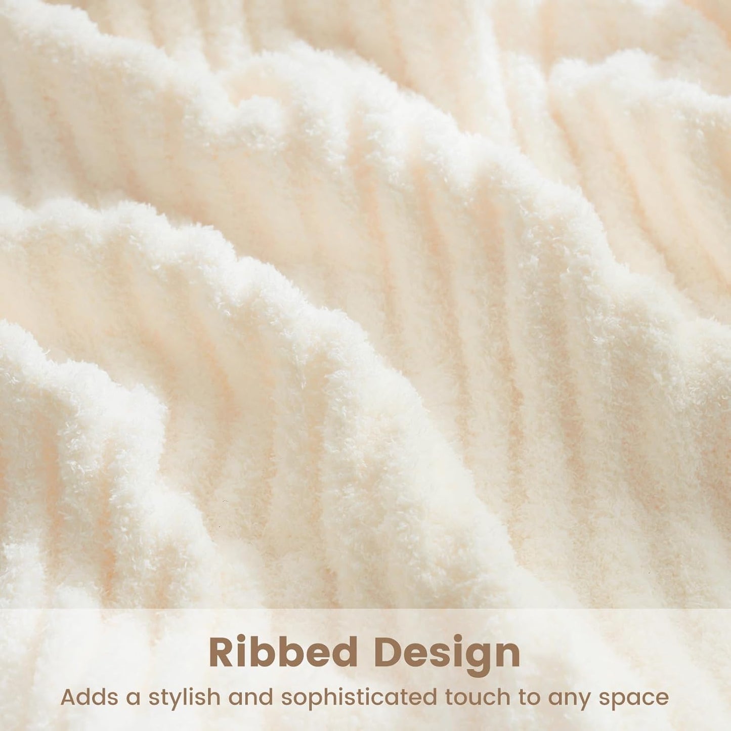 Snuggle Sac Buttery Soft Throw Blanket for Couch, Winter Fluffy Cozy Soft Throws Dupes for All Season, Reversible Warm Microfiber Fuzzy Blankets for Couch, Sofa, Bed, Travel, Cream, 50x60 inches