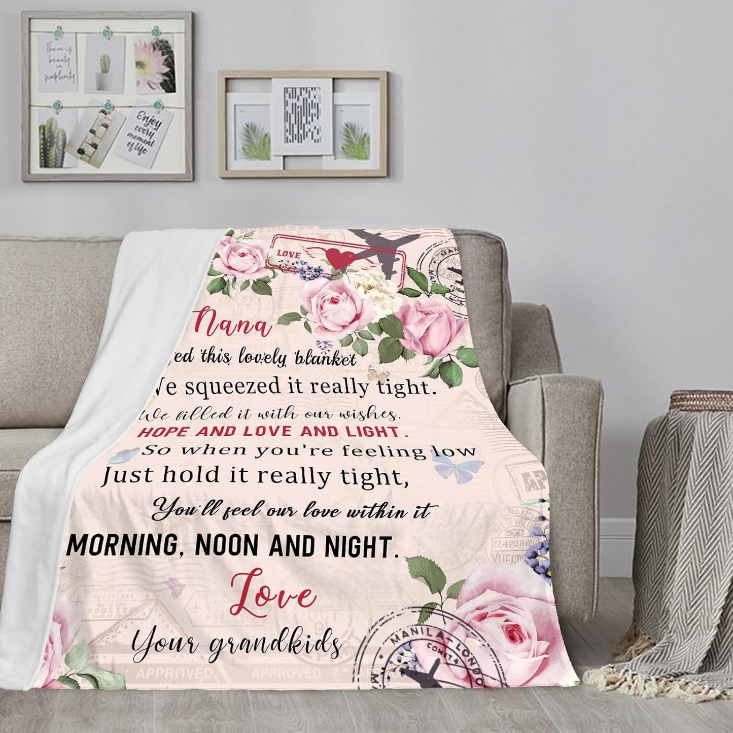 Best Grandma Blanket, Nana Throw Blanket 50" x 60", Grammy Gigi Granny Gifts Blanket from Granddkids, Birthday for Grandmother