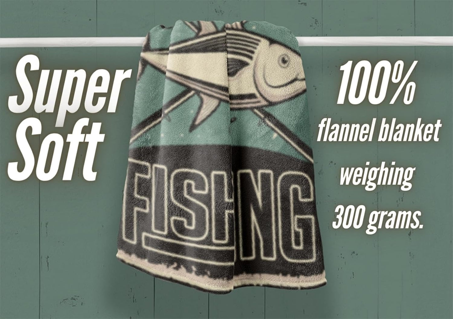 InnoBeta Fishing Gifts for Men Unique, Funny Fishing Gifts, 50x65 Inch Flannel Throw Blanket