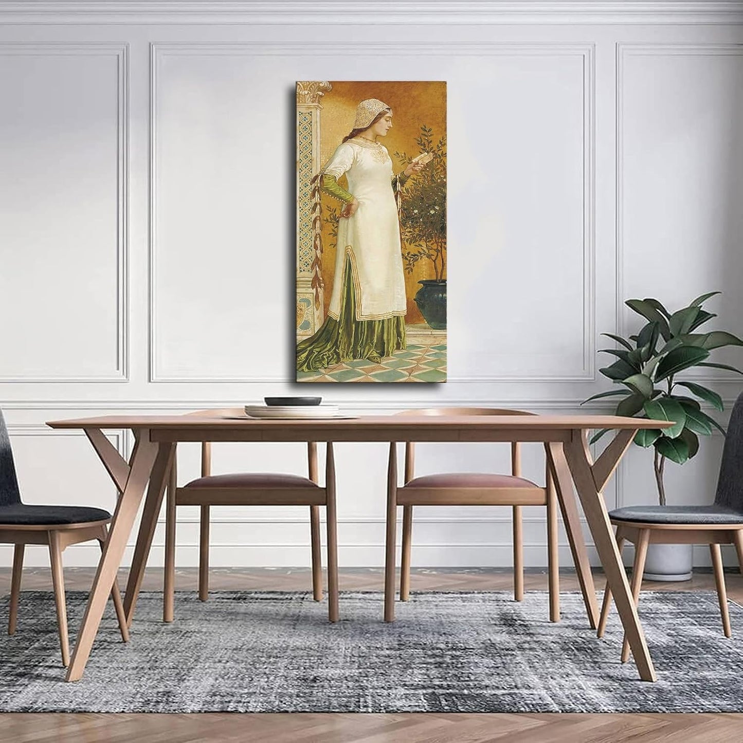 Walter Crane art printing -Laura Reading Canvas HD printing poster creative room aesthetics be the perfect wall art decoration for home office gym bar (20x40inch-Unframed)