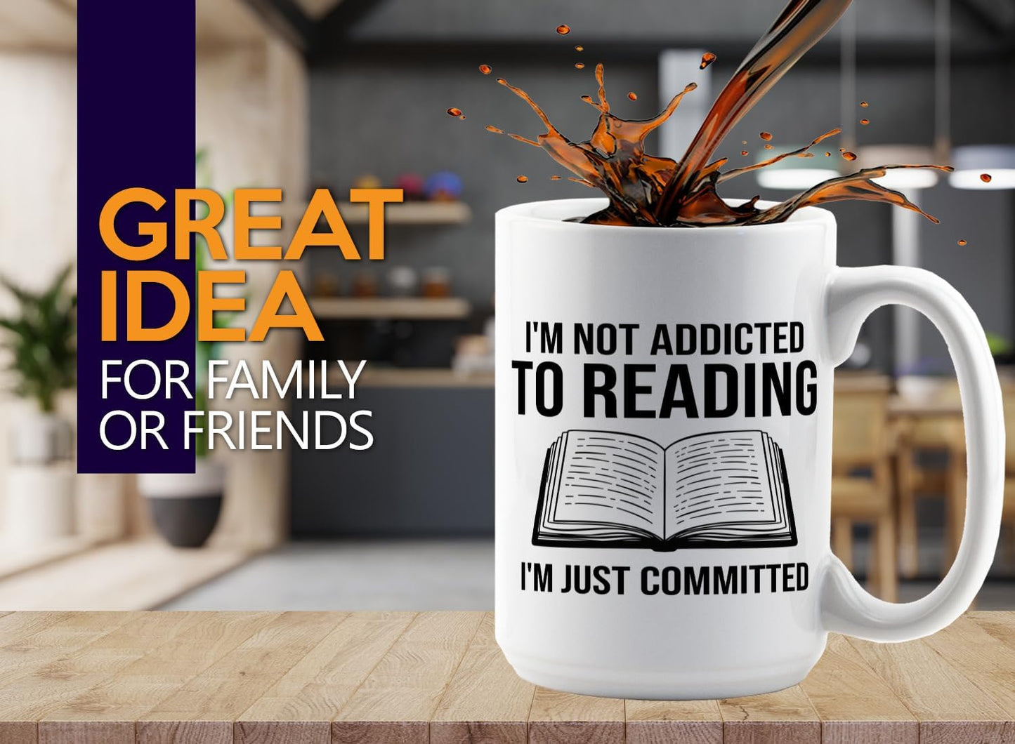 Book Lover Coffee Mug 15oz White -Im not addicted - Bookworm Literature Library Book Lover Reader Booked Editor Intellectual Studious