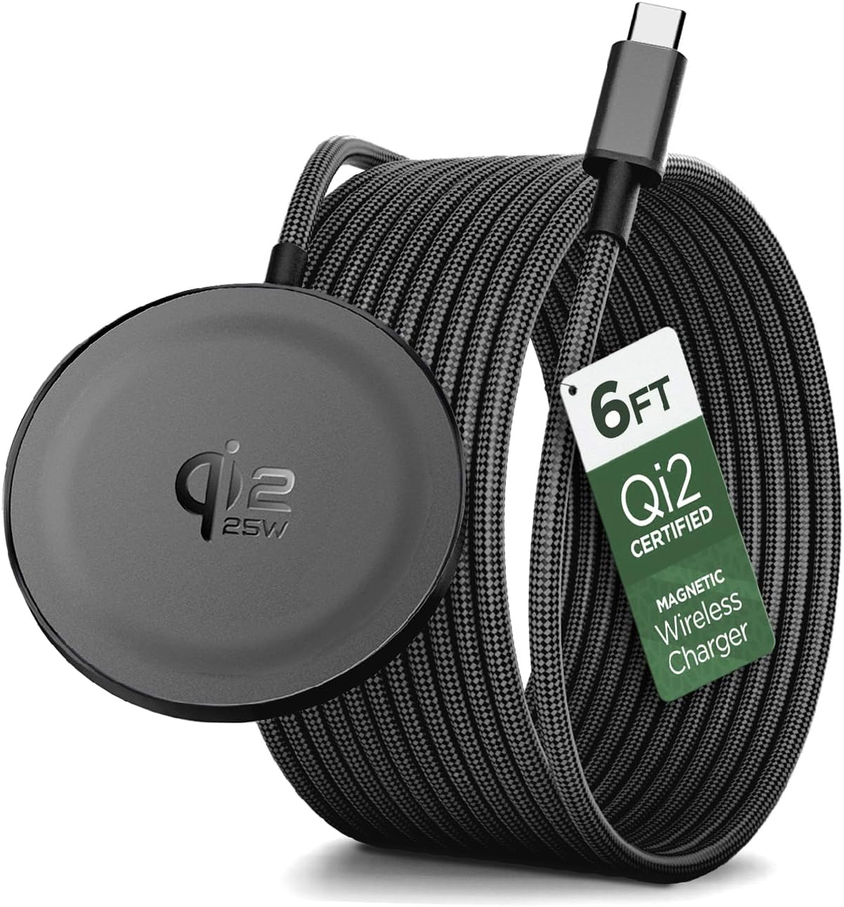 Galvanox 25W Magnetic Wireless Charger for Samsung, Qi2.2 Certified [Compatible with MagSafe] Fast-Charging 2.0 for Galaxy S26 Ultra, Fold, Plus S25/S24/S23, Braided 6ft USB-C (Black)