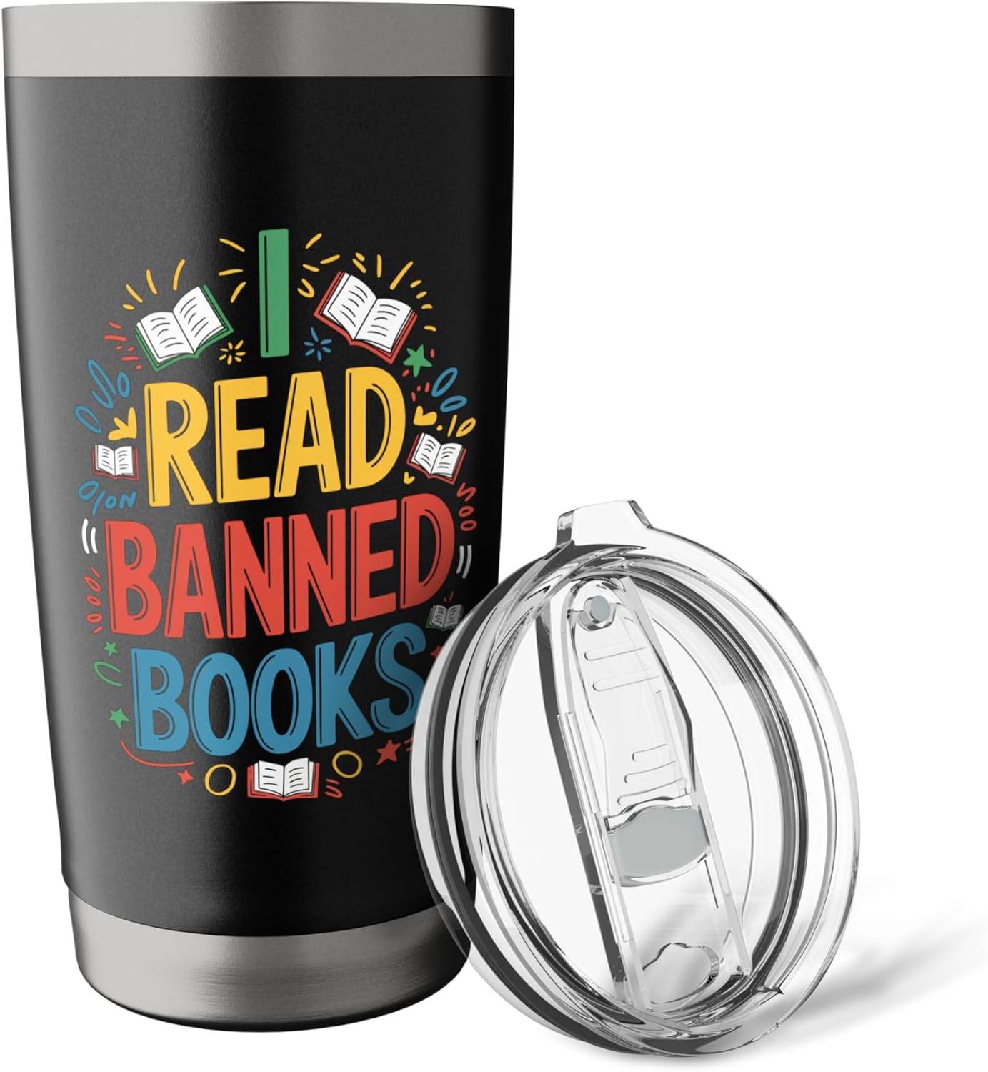 I read banned books, Bookworm Library Librarian Reader Stainless Steel Insulated Tumbler