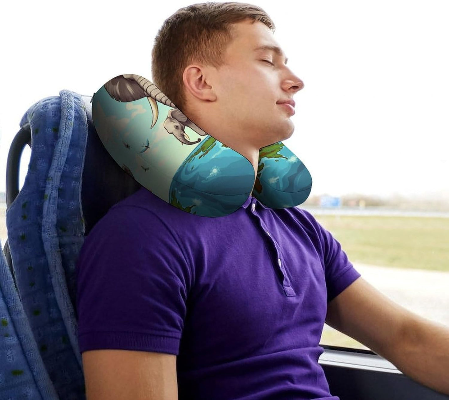 Elephants Neck Pillow Memory Foam U Shaped Pillows Portable Pillows for Shoulder Travel Head Support Pillow with Concealed Zipper for Airplane Car Home Office