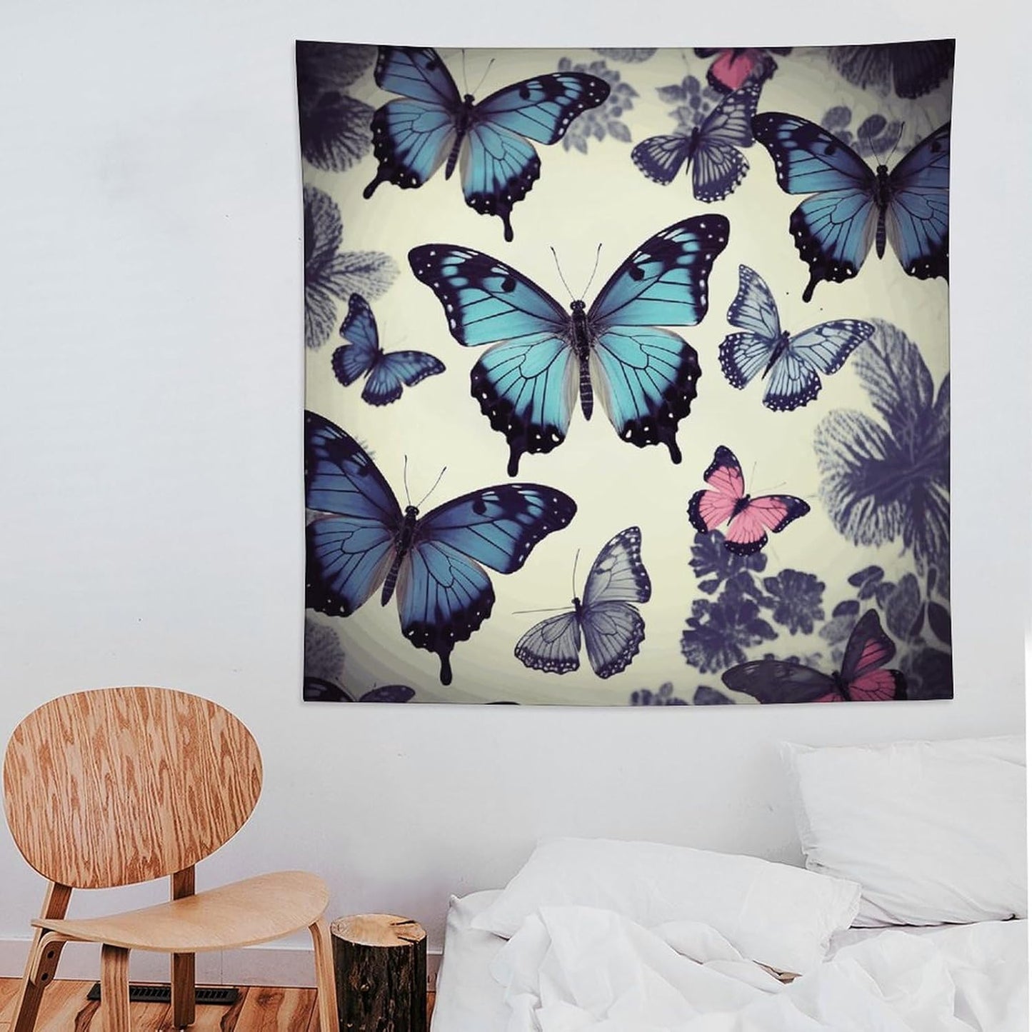 FodPand Beautiful Butterfly Tapestry Anti-fading Wall Tapestry with Installation Kit Backdrop Banner Multipurpose Aesthetic Tapestries Boho Wall Art Hanging Decorative Blanket 60"x60"