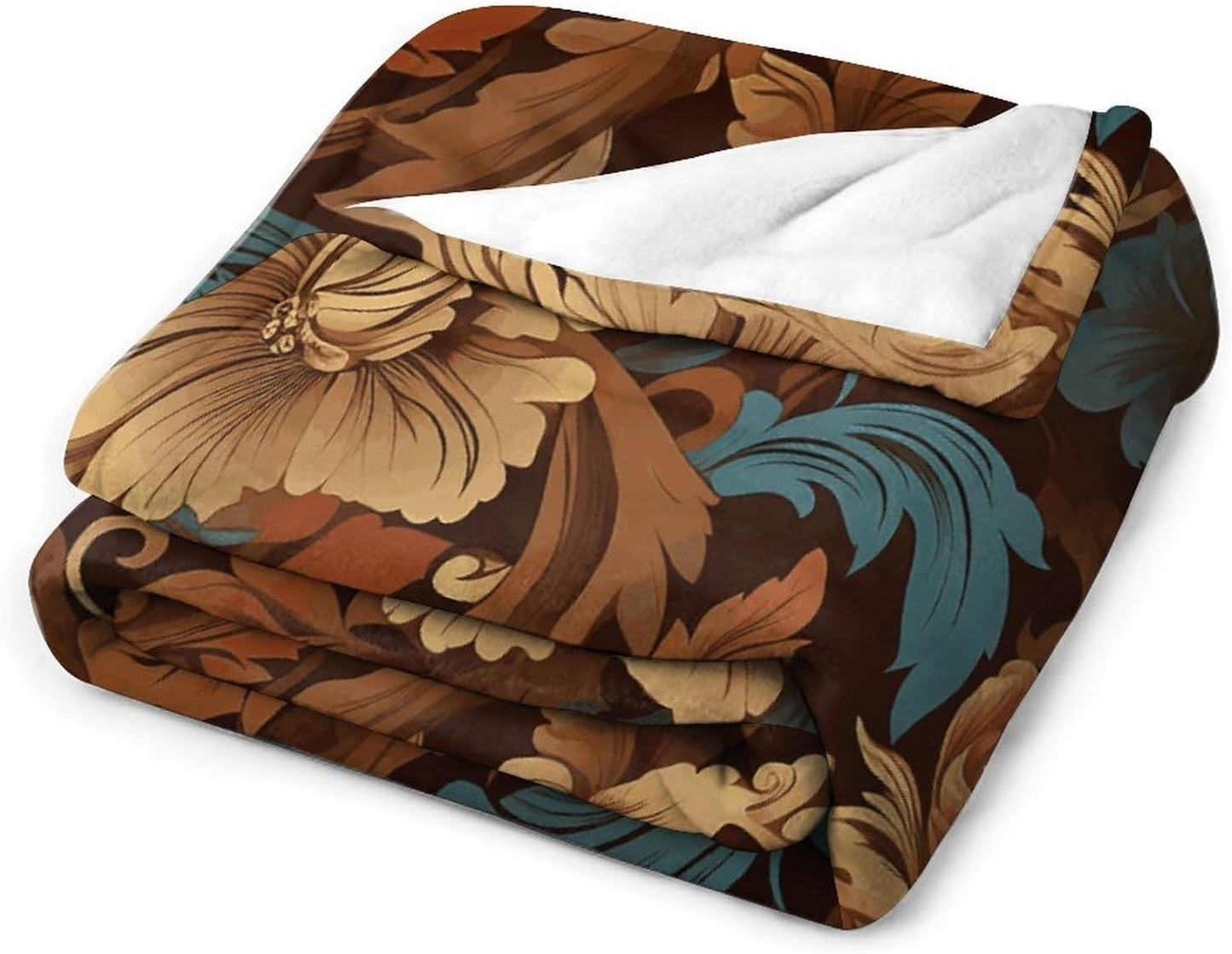 Set of Ornate Floral Blanket Super Soft Lightweight Throw Blanket Cute Cozy Warm Bed Blanket Decorative Fuzzy Blanket All-Season Home Decor Gift for Sofa Couch Living Room 40"*50" （100 * 130cm）