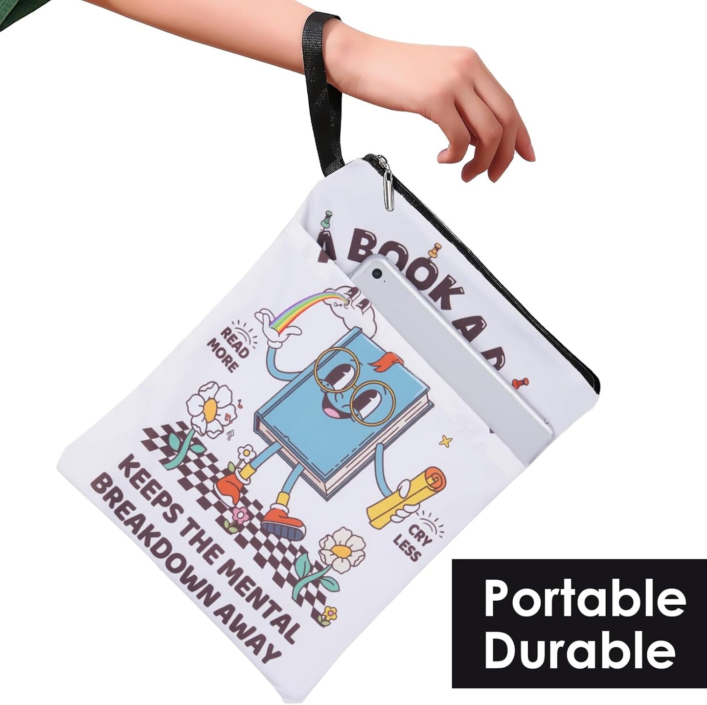 Funny Reading Book Sleeve - Inspirational Paperback Books Cover Protector Waterproof Bookish Pouch Bookworm Accessories Birthday Christmas Gift for Readers Friend Sister Women Teen