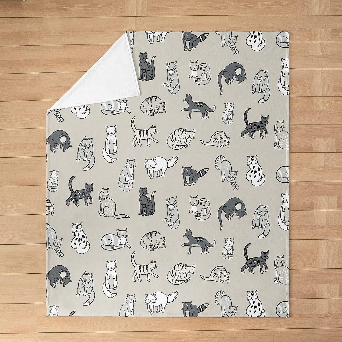 Cute Cats Flannel Fleece Blanket Throw Size,Super Soft Cozy Kawaii Animals Plush Blankets,Lightweight Microfiber Cat Pattern Throw Blanket for Couch Sofa Bed,50x60 Inches