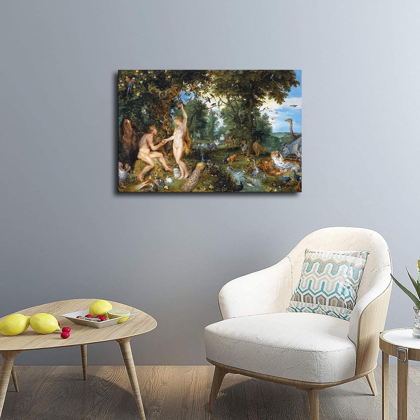 Peter Paul Rubens Artwork- Adam and Eve in Paradise Poster Canvas Image Printing Wall Art Decor Aesthetics Living Room Bedroom Home Background Famous Paintings Printmaking (24x36inch-Farmed)