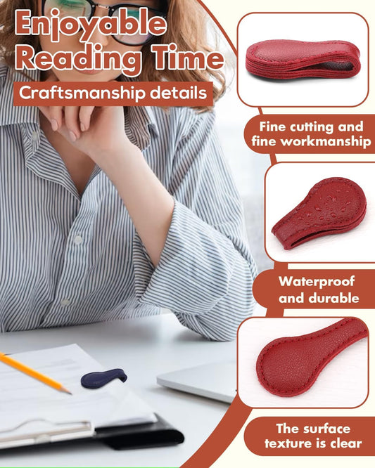 Magnetic Leather Bookmark, 6 PCS Colorful Leather Magnetic Bookmarks for Women Men, Double-Sided Magnetic Book Mark Clip for Book Lovers, Readers, Teachers