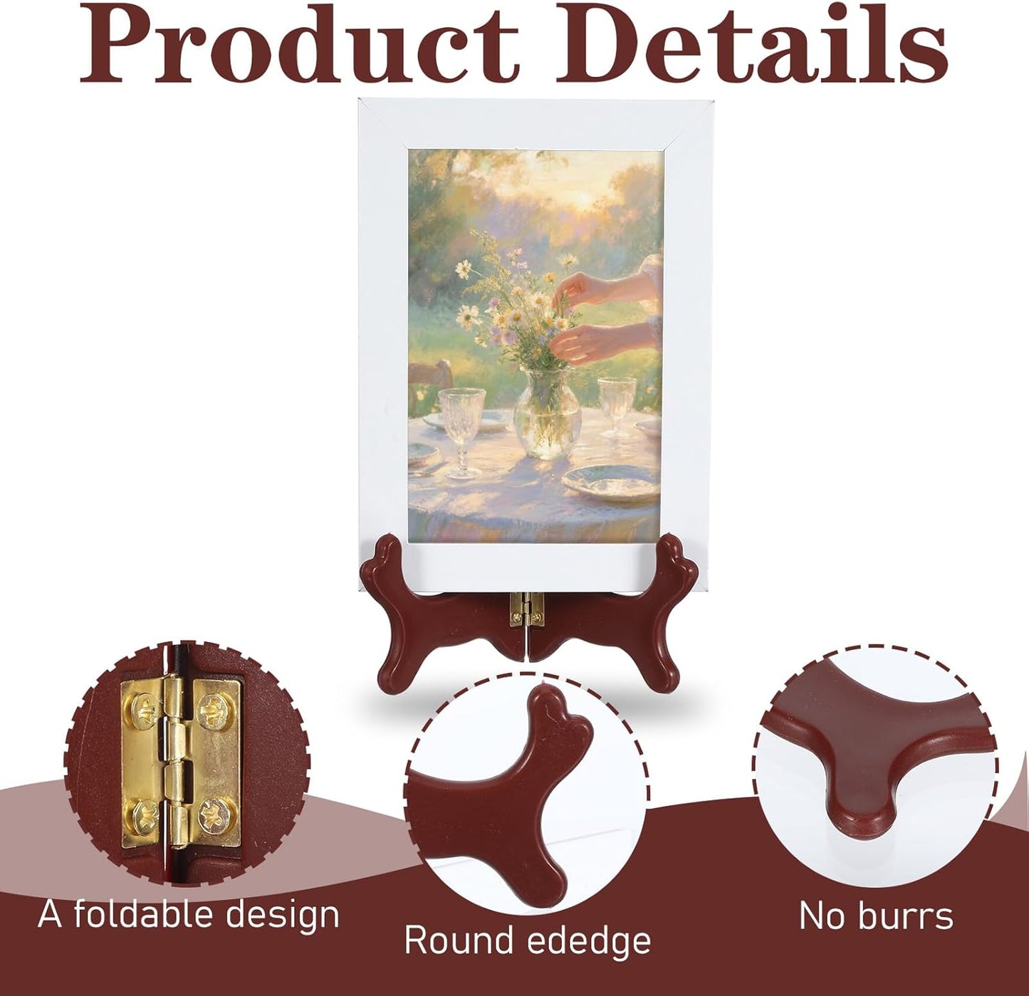 2Pcs Easel Plate Holder, Brown Displays, Frames Photo Holder Stands for Decorative Picture Frame