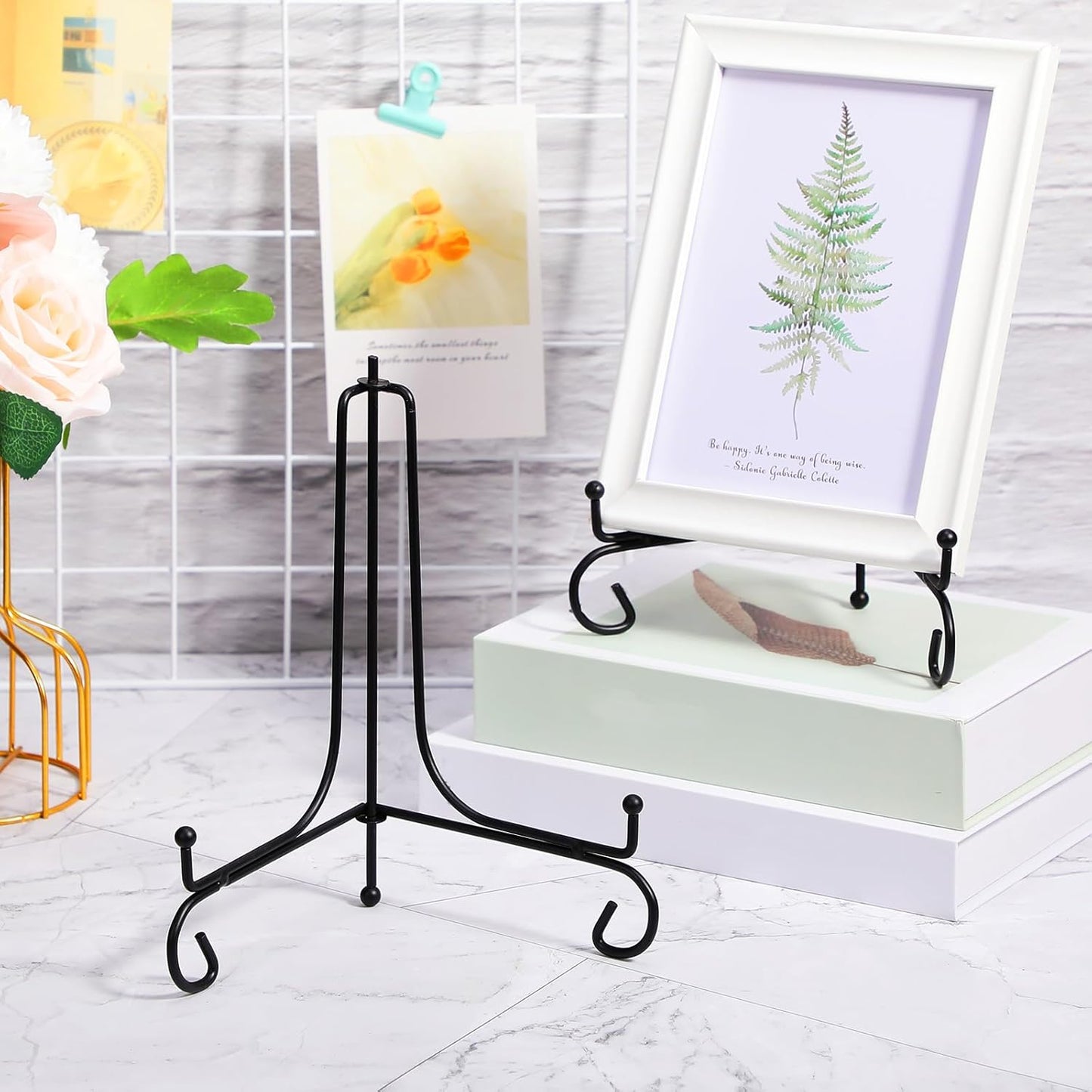 10 Pack Iron Plate Stands for Display, Plate Holder Display Stand, Easel Stands for Photo, Picture Frame, Decorative Plate, Dish, Book and Tabletop Art (Black, 8.5 Inch)