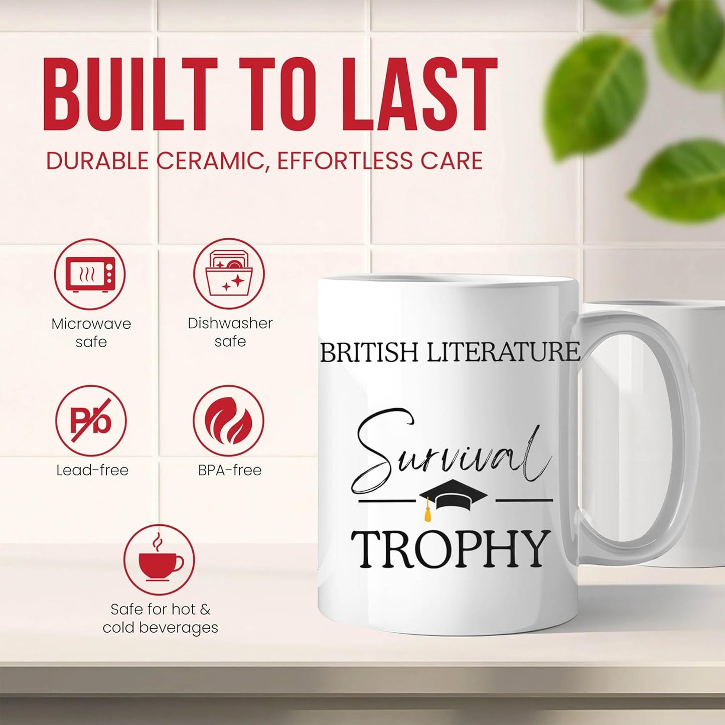 British Literature Graduation Mug - Literary Scholar Coffee Cup - Book Lover Funny Gift From Classmates - Novels Tea Mugs - Cups - 11 Oz Ceramic Gifts For Graduates, Birthday, Him, Her, Christmas