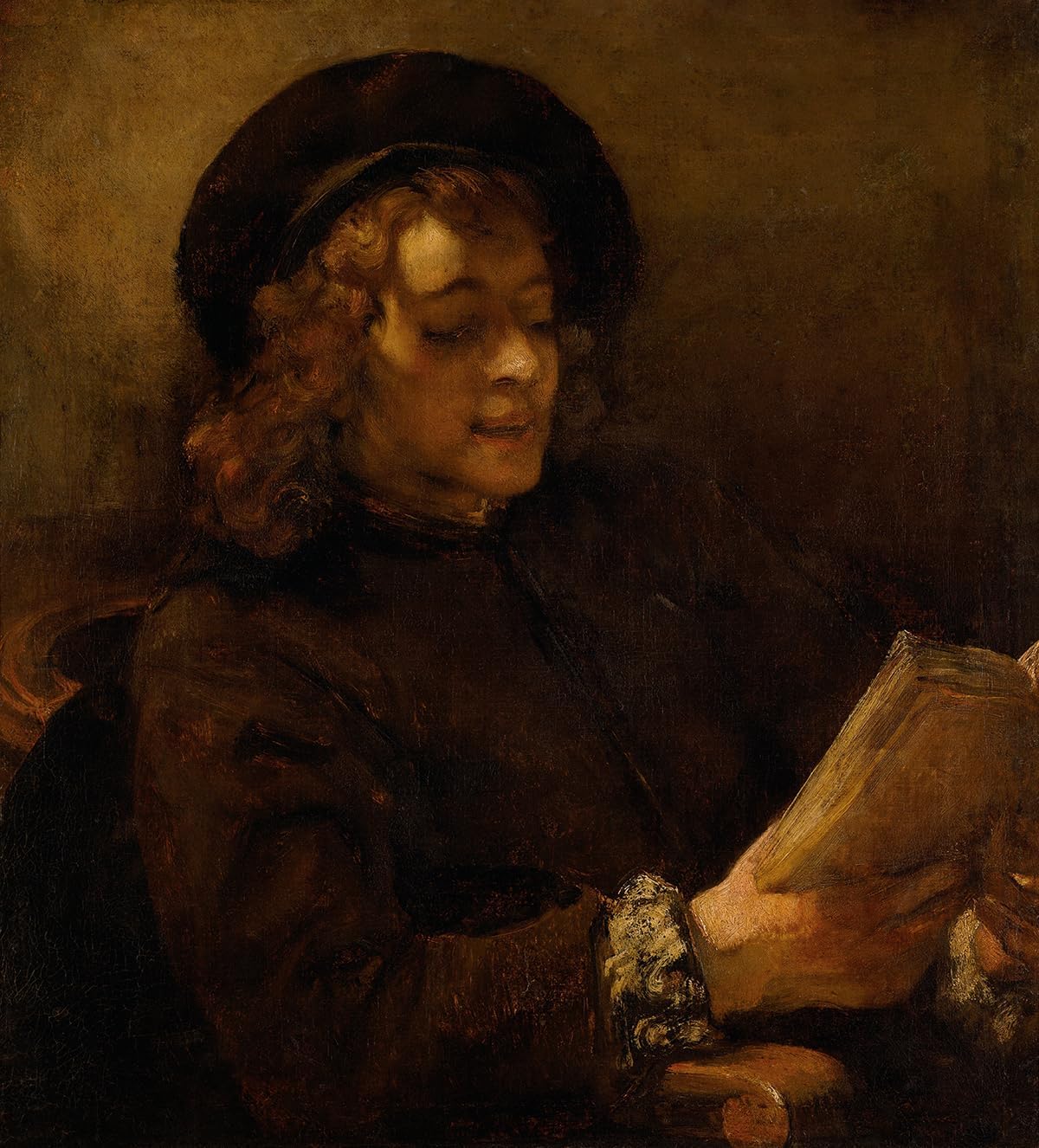 Titus Van Rijn The Artist Son Child Reading Painting By Rembrandt 18"X20" Image Size on CANVAS Fine Art Print Poster Shipped Rolled-up