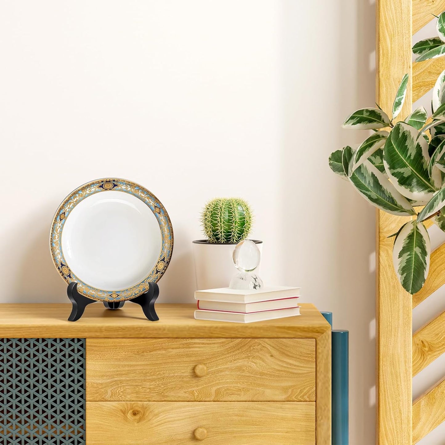 Wooden Easel Plate Holder 4 Inch Black Wooden Plate Stands for Display Photo Holder Stand Easel Holders Artwork Dish Rack Holders Desktop Ornaments for Display Decorative