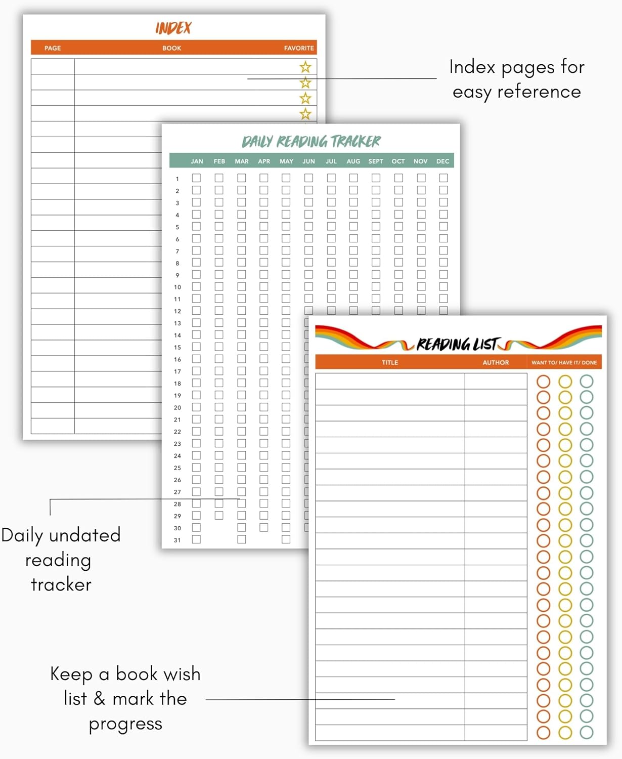 Lamare Book Journal for Book Lovers – Hardcover Reading Tracker Journal with Ribbon Bookmark, Track, Organize and Review Your Favorite Books