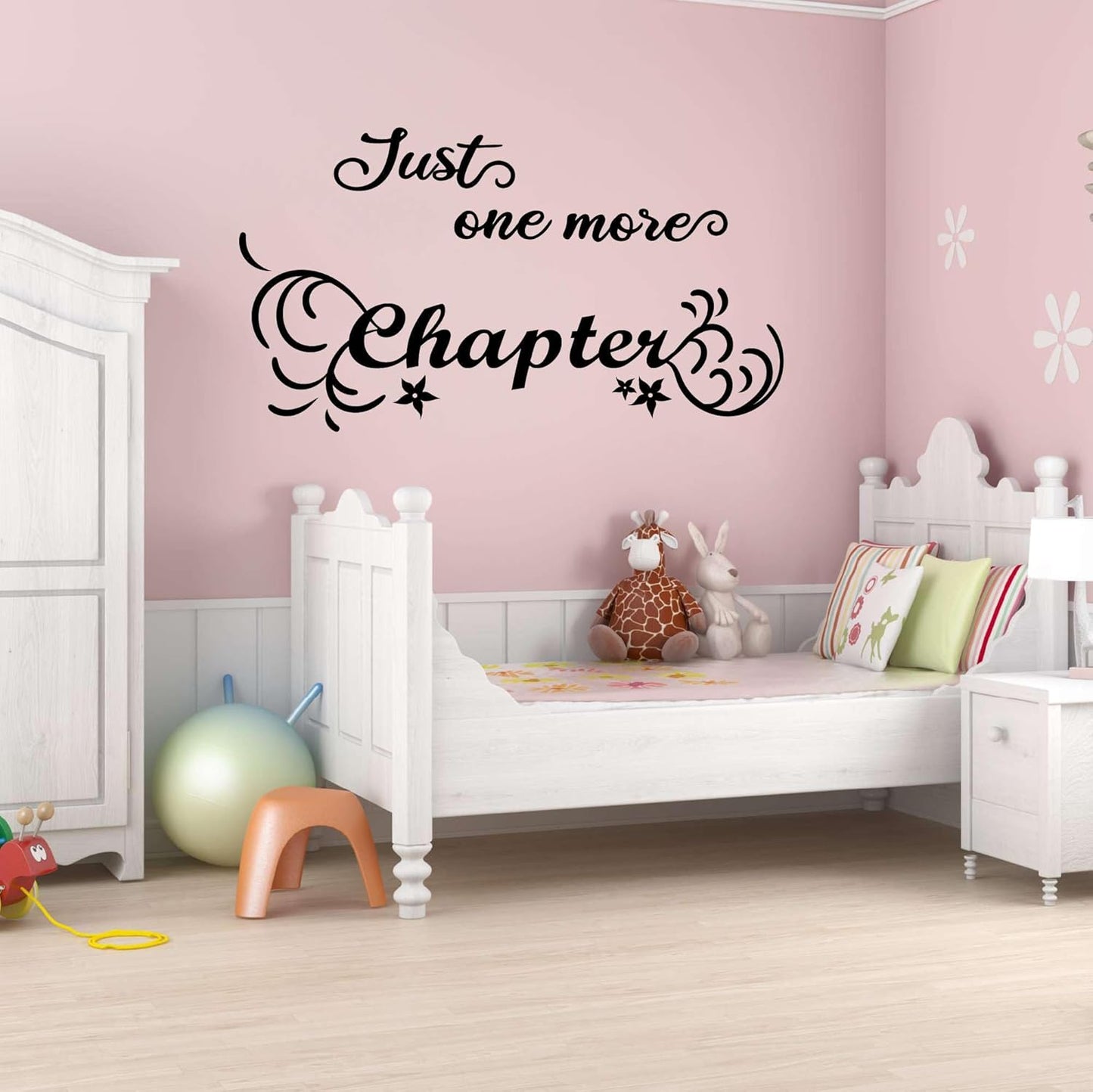 Children Just One More Chapter Funny Quote Wall Decal Decoration Book Lovers Bookish Quotes Readers Quotes Lasts Years and Easily Removable - Size: 30 in(W) x 18 in(H)
