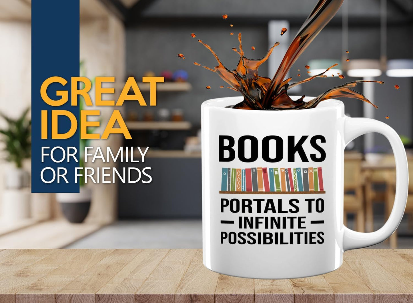 Book Lover Coffee Mug 11oz White -Infinite Possibilities - Gift For Poets Bookish People Bibliophile Librarian Book Club Reader