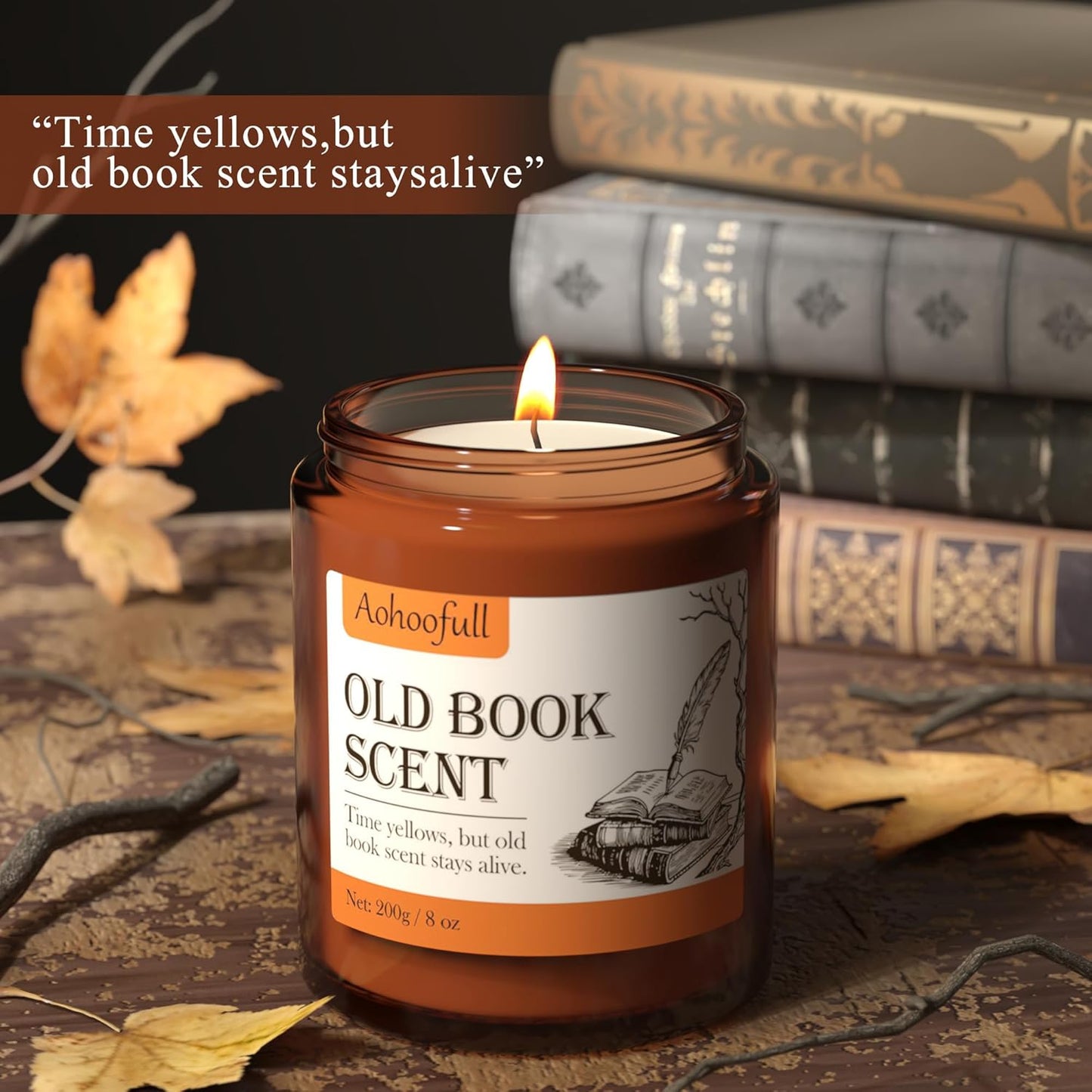 Scented Candles Gifts for Book Lovers, Soy Wax Candles,Fall Candle Inspired Gift Ideas for Readers,Women, Bookworm, Librarian, Men, Friend, 8 oz