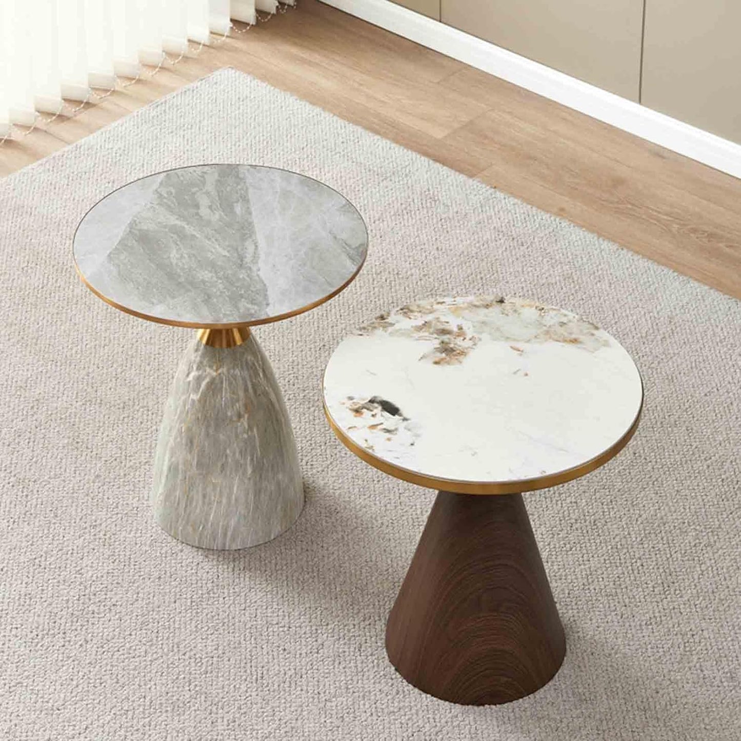 Generic Round Coffee Table Circle Side End Tables for Living Room, Night Stand Tea Table with Storage, Nightstand Bedside Tables for Small Spaces, Bedroom, Small Couch Table