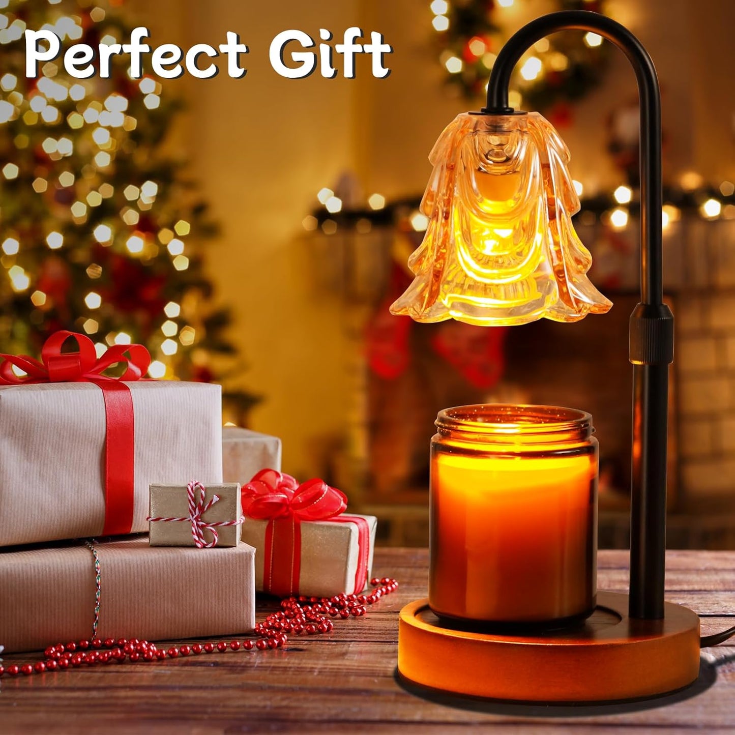 Candle Warmer Lamp with Timer and Dimmer, Birthday Gifts for Women Mom, Adjustable Height Vintage Candle Lamp with 2 Bulbs for Jar Candles, Home Kitchen Office Living Room Decor