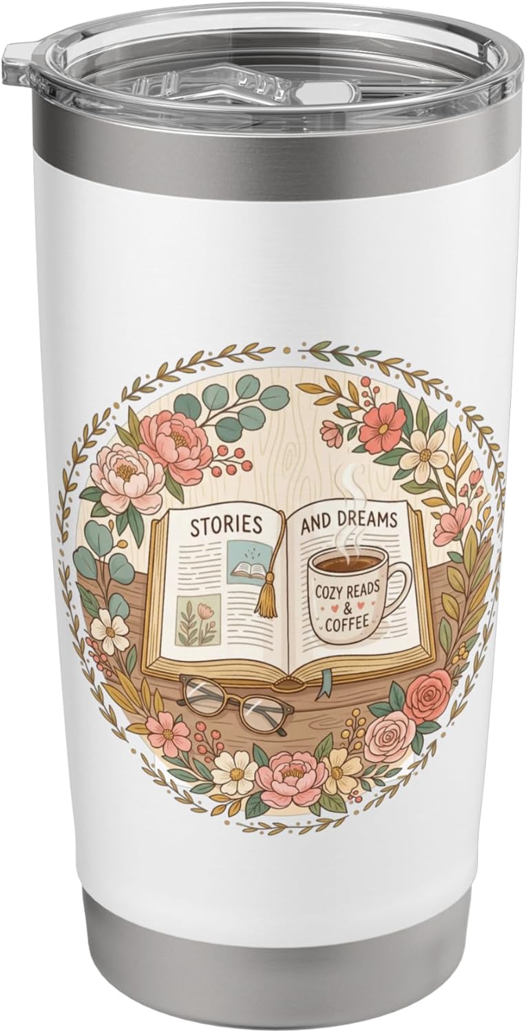 Cozy Reading Book Lover Aesthetic | Cute Bookworm Librarian Stainless Steel Insulated Tumbler