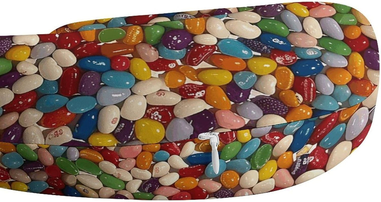 Assorted Jelly Beans Neck Pillow Memory Foam U Shaped Pillows Portable Pillows for Shoulder Travel Head Support Pillow with Concealed Zipper for Airplane Car Home Office