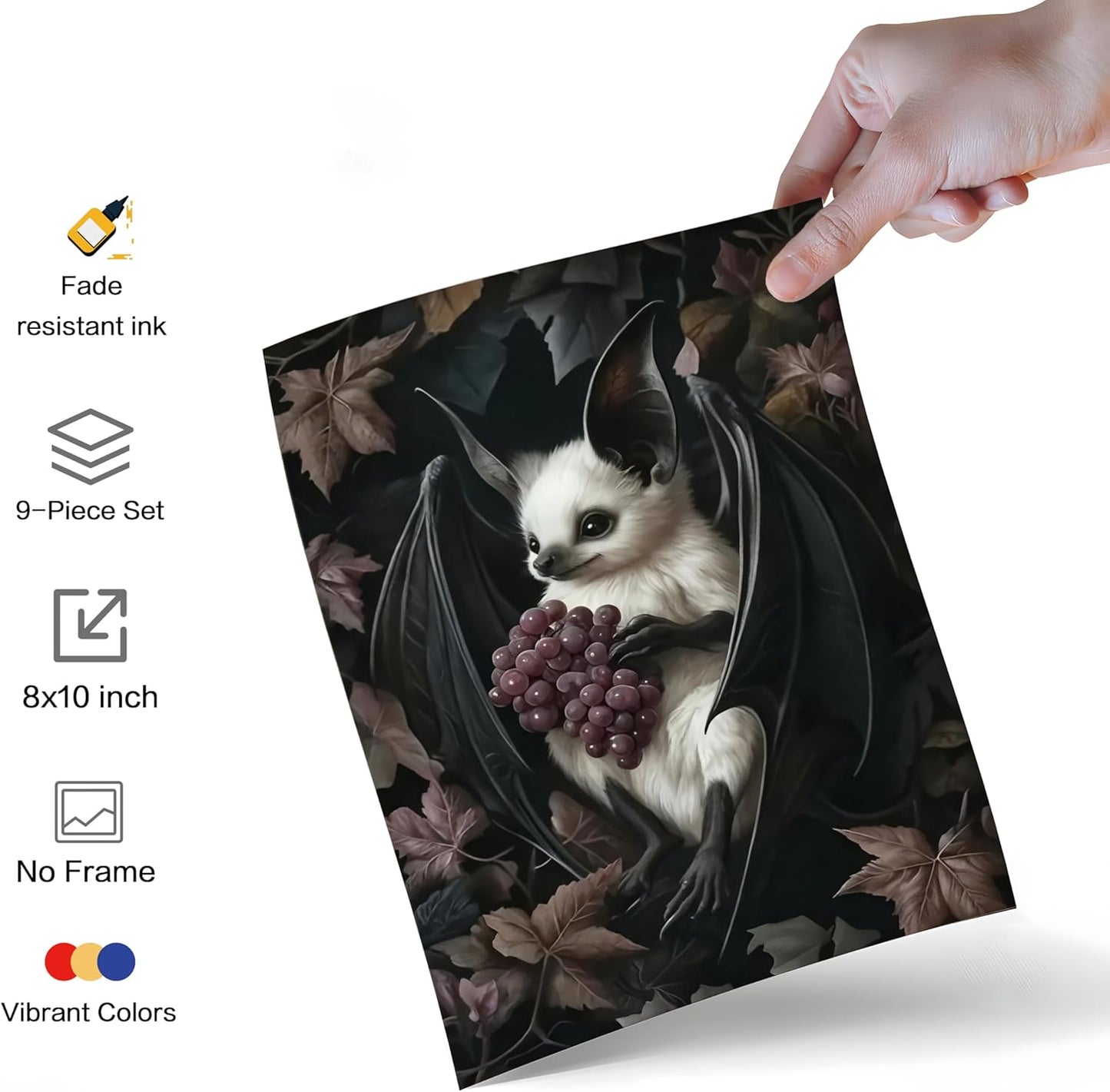 ARKZSHO Halloween Wall Art Canvas Prints Set of 9, Dark Academia Wall Decor Painting, Gothic Spooky Aesthetic Picture for Gallery Living Room Bedroom Office Decor 8x10 inch Unframed