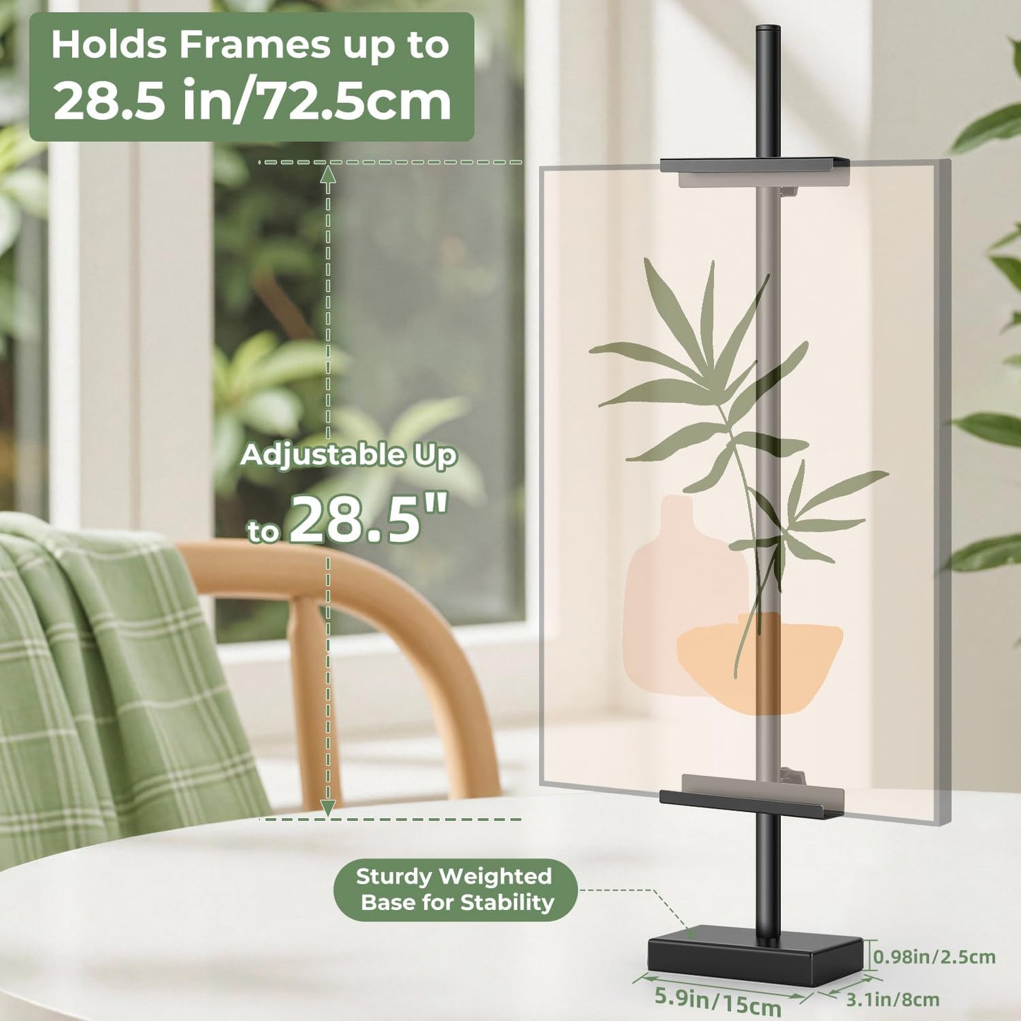 Adjustable Tabletop Easel Stand, Picture Easels for Display up to 28.5 Inches, Heavy Duty Metal Picture Frame Holder for Artwork, Signs & Certificates Display Stand (Black)