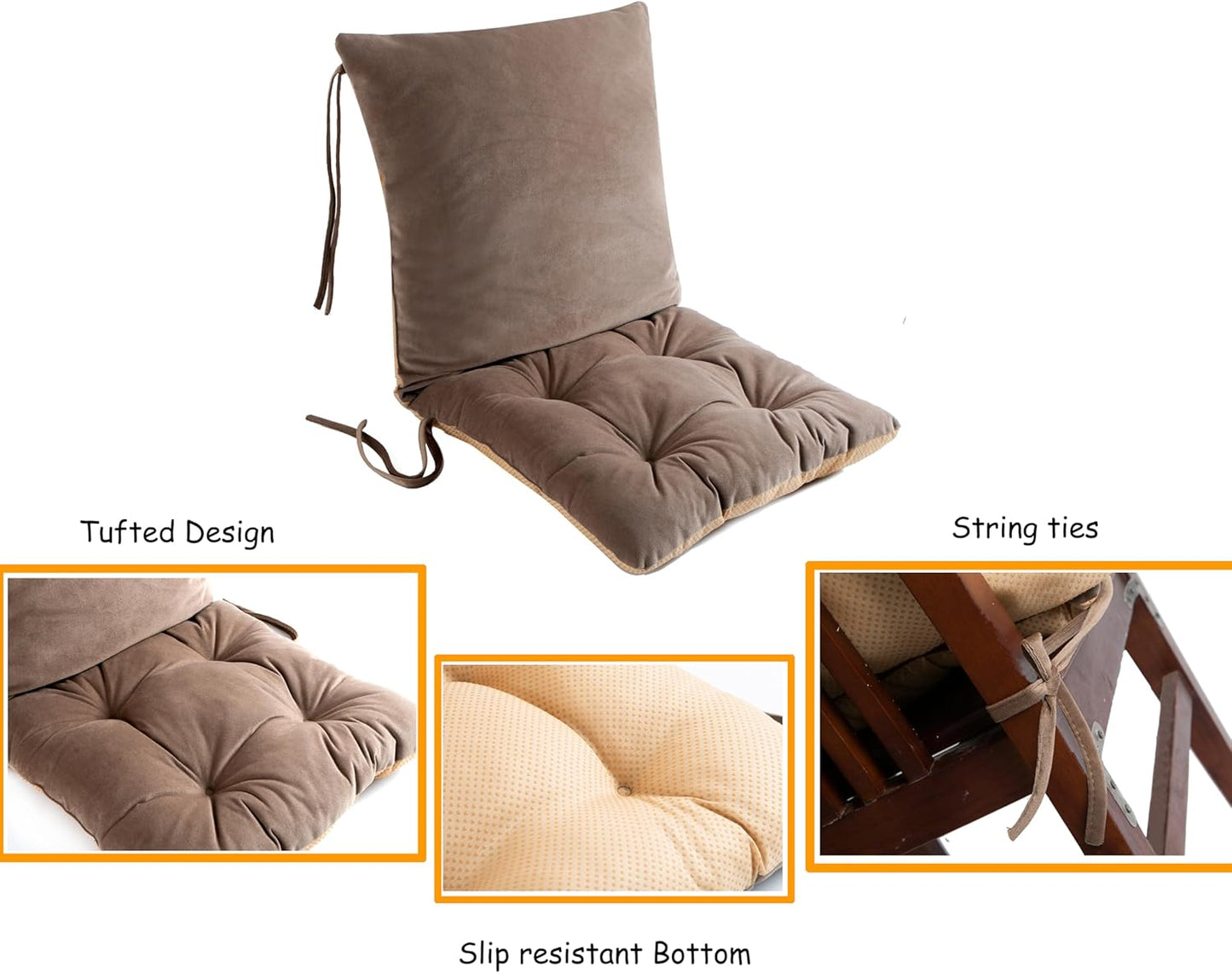 Low Back Pain Relief Extra Large Size Soft Recliner Sofa Lumbar Support Pillow And Thick Cushion With Adjustable Straps And Nonslip Bottom For Lounge/Glider Rocking Chair,Tufted Seat With String Ties