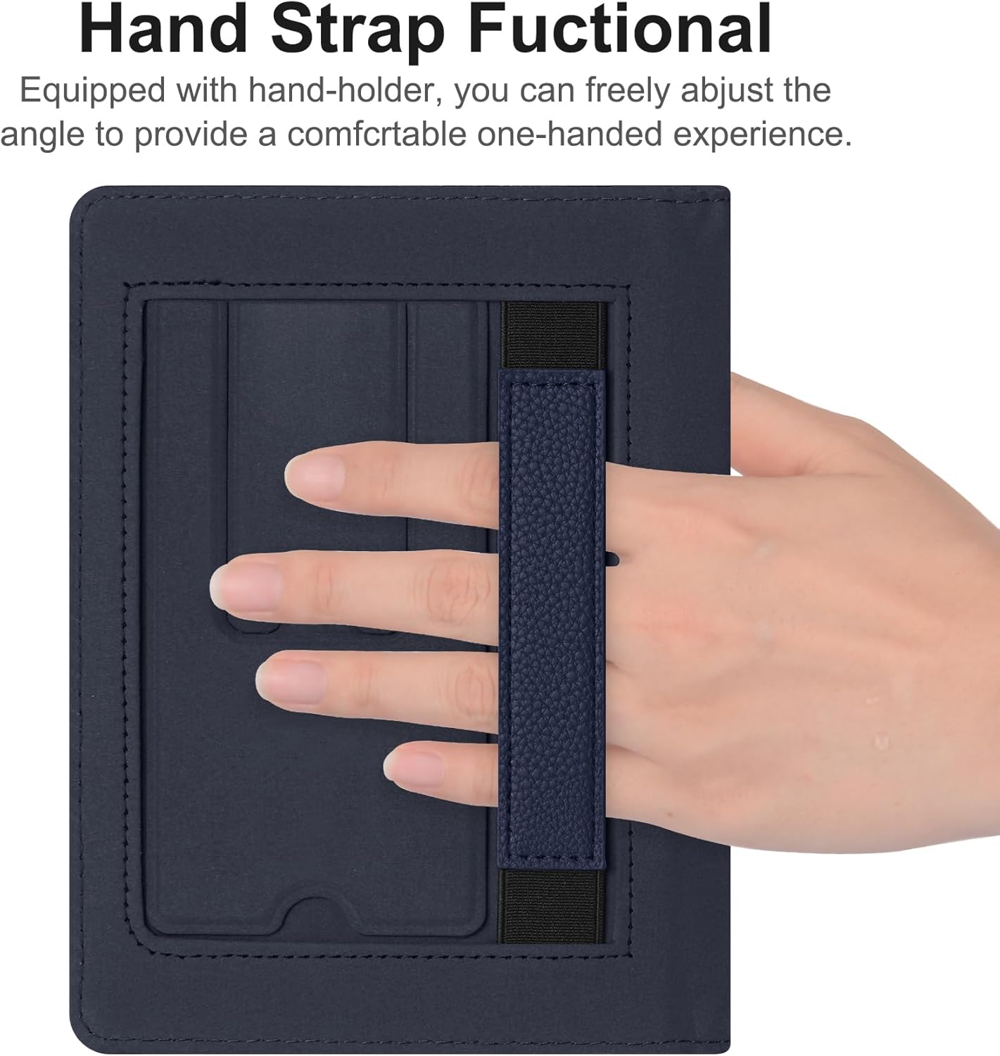 Universal Case for 6",6.8" eReaders,Folio Cover with Handstrap and 2 Foldable Stand Compatible with Kindle Paperwhite/Kobo/Tolino/Pocketook/Sony 6-6.8inch ebook Reader,Navy Blue