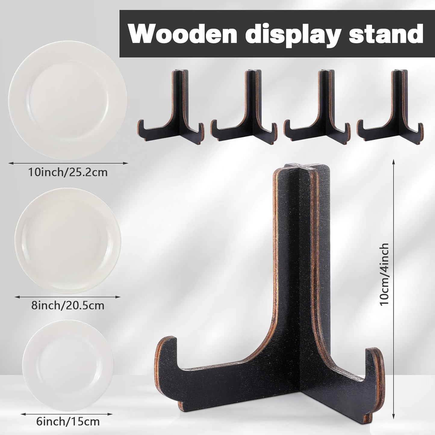 Geelin 16 Pack 4 Inch Easel Plate Stands Bulk Black Wooden Display Holders Picture Plate Stand for Home Table Decorations Artwork Cook Books