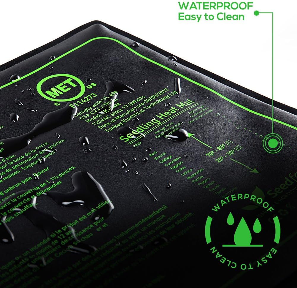 MET Certified 2 Pack Seedling Heat Mat, Seedfactor Waterproof Durable Germination Station Heat Mat, Warm Hydroponic Heating Pad for Indoor Home Gardening Seed Starter(10" X 20")